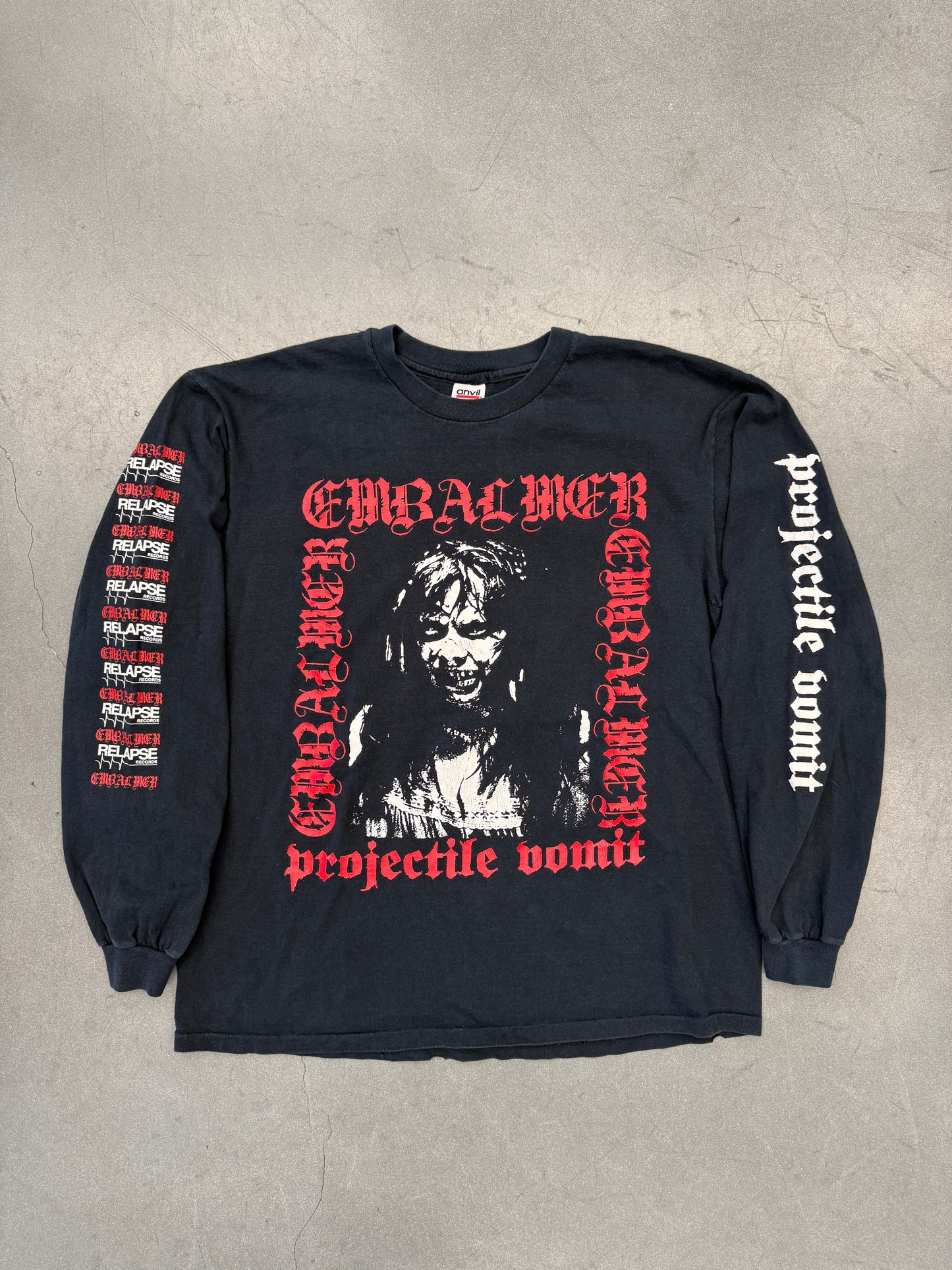 90'S EMBALMER PROJECTILE VOMIT RELAPSE RECORDS LONG SLEEVE TEE