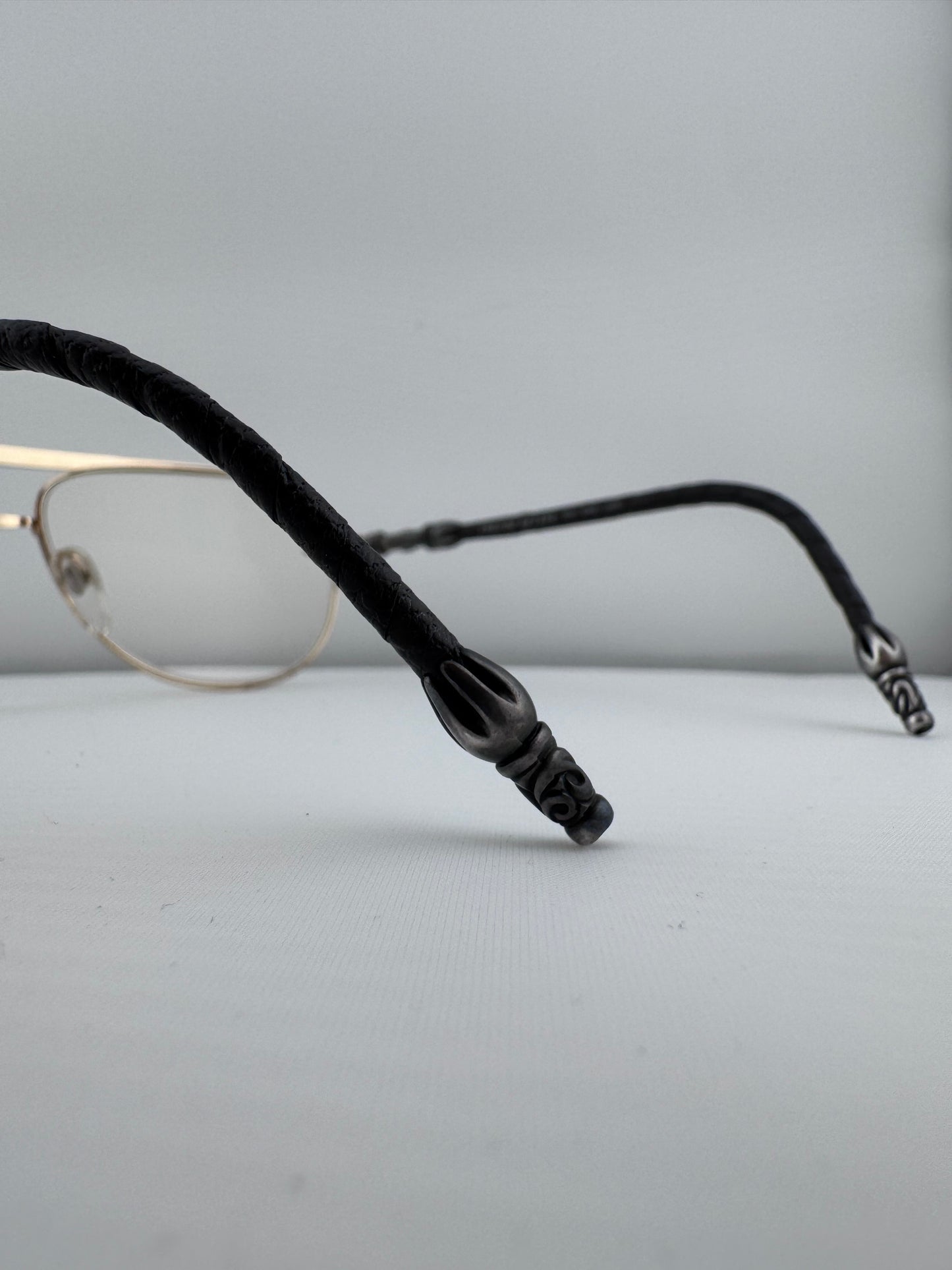 CHROME HEARTS 'MUNCHER' LEATHER HANDLES EYEGLASSES (PRE-OWNED WITH CASE)