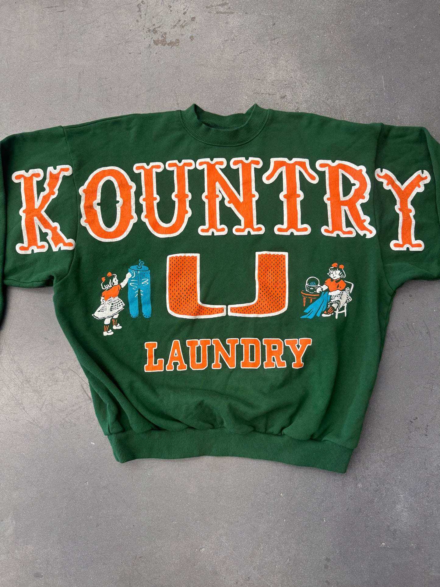 KAPITAL KOUNTRY LAUNDRY COLLEGE SWEATSHIRT - UNIVERSITY OF MIAMI