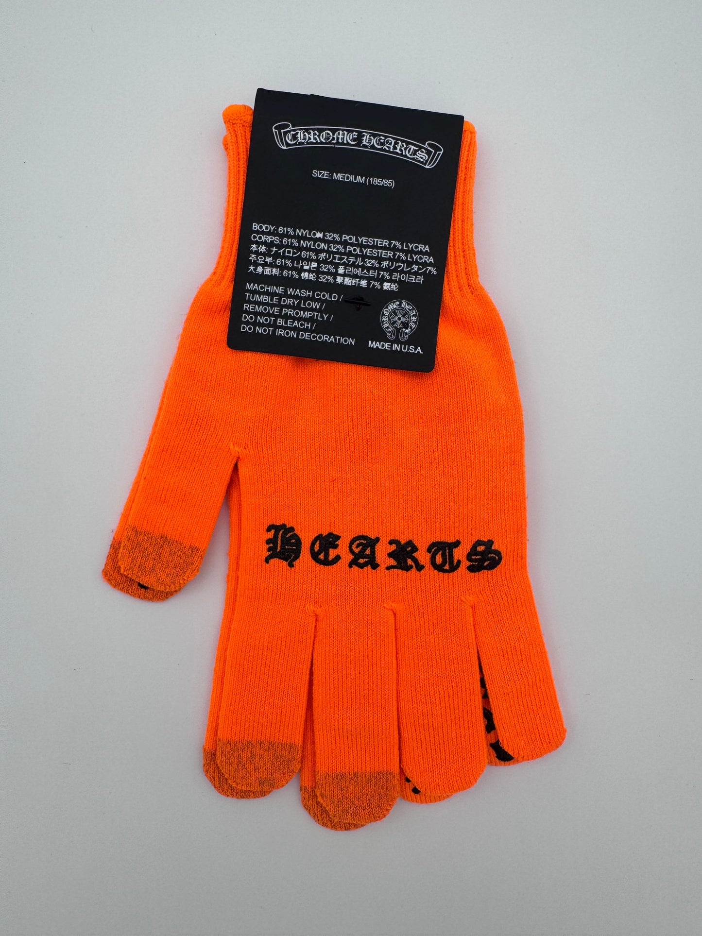 CHROME HEARTS ORANGE CHECKMATE WORK GLOVES (NEW)