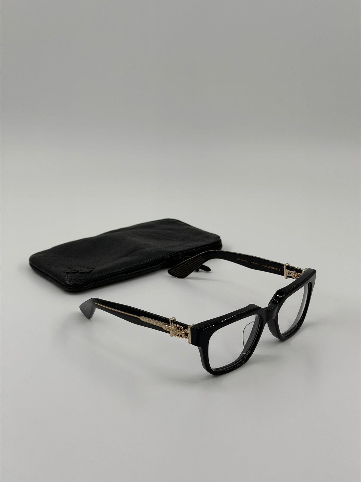 CHROME HEARTS VAGILLIONAIRE II EYEGLASSES - BLACK/GOLD