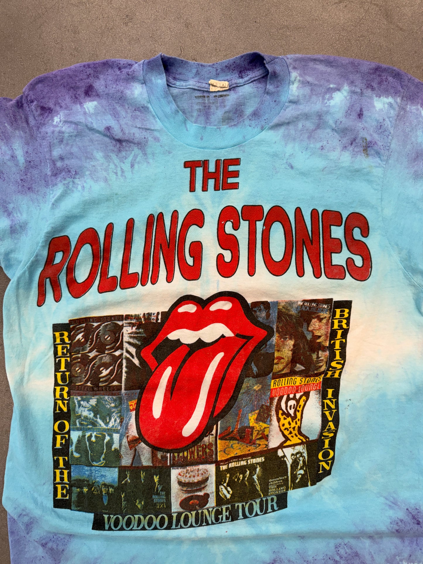 90'S THE ROLLING STONES VOODOO LOUNGE PARKING LOT BOOTLEG TIE DYE TEE (SCREEN STARS TAG)