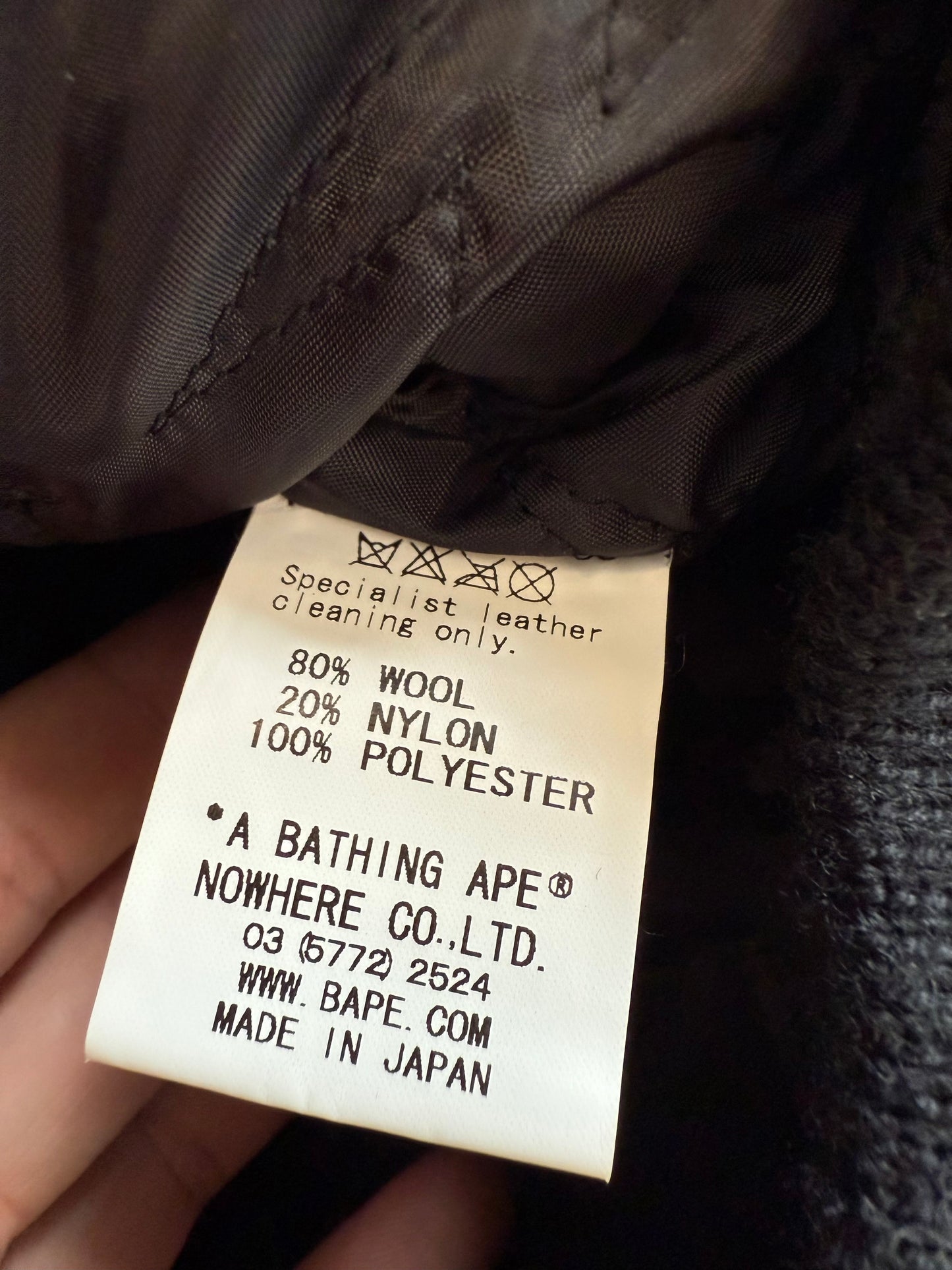 2008 A BATHING APE BAPE TERIYAKI BOYS LEATHER VARSITY JACKET (XL) (LIGHT PRE-OWNED WITH BAG)