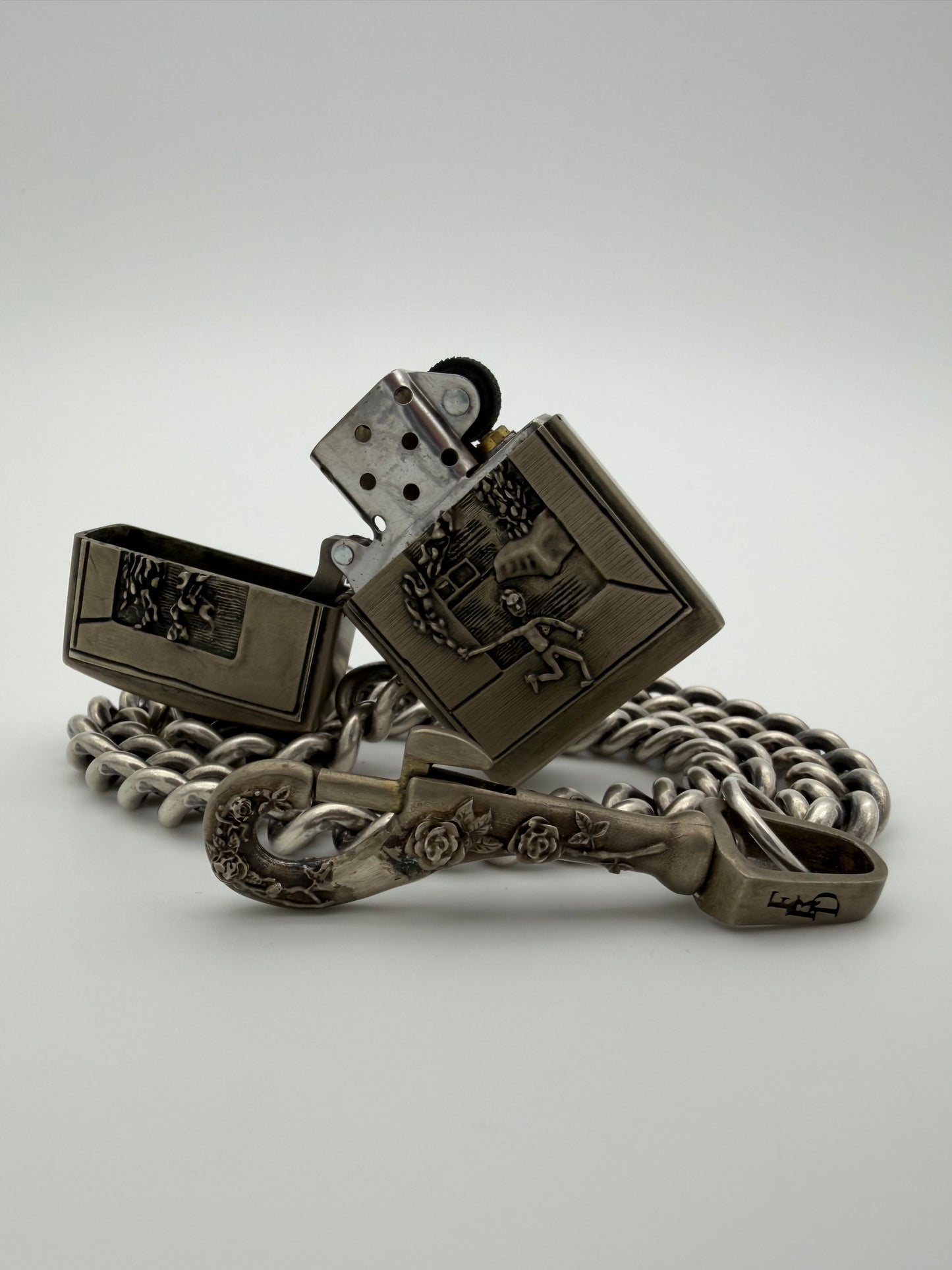 ENFANTS RICHES DEPRIMES ERD BEDROOM BURNING MINUTEMAN LIGHTER SILVER WALLET CHAIN