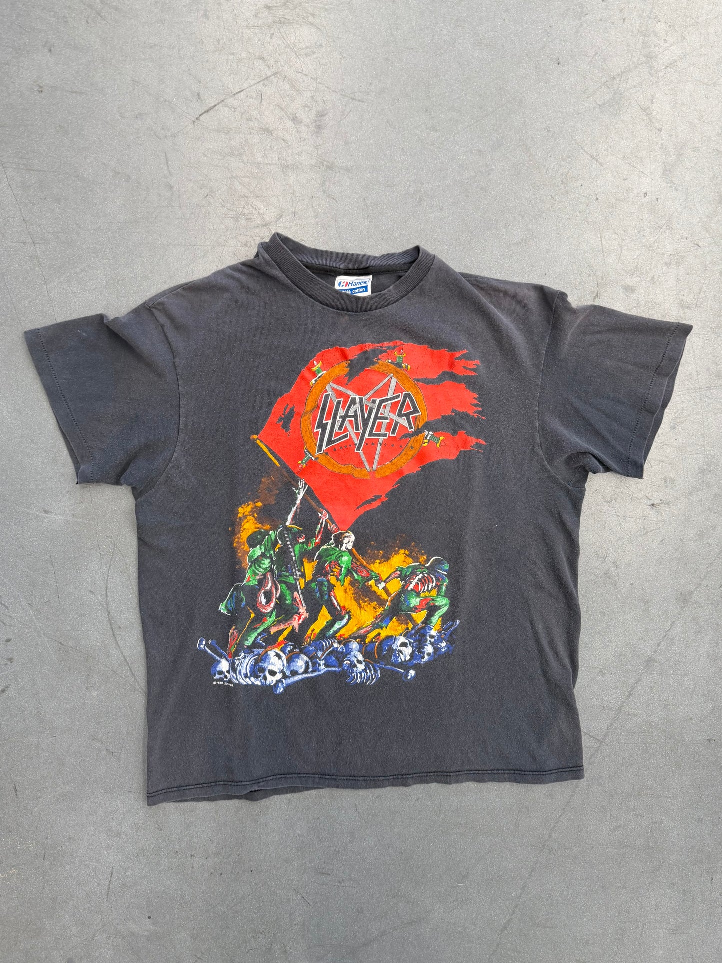1988 SLAYER WORLD SACRIFICE TOUR TEE (HANES TAG)