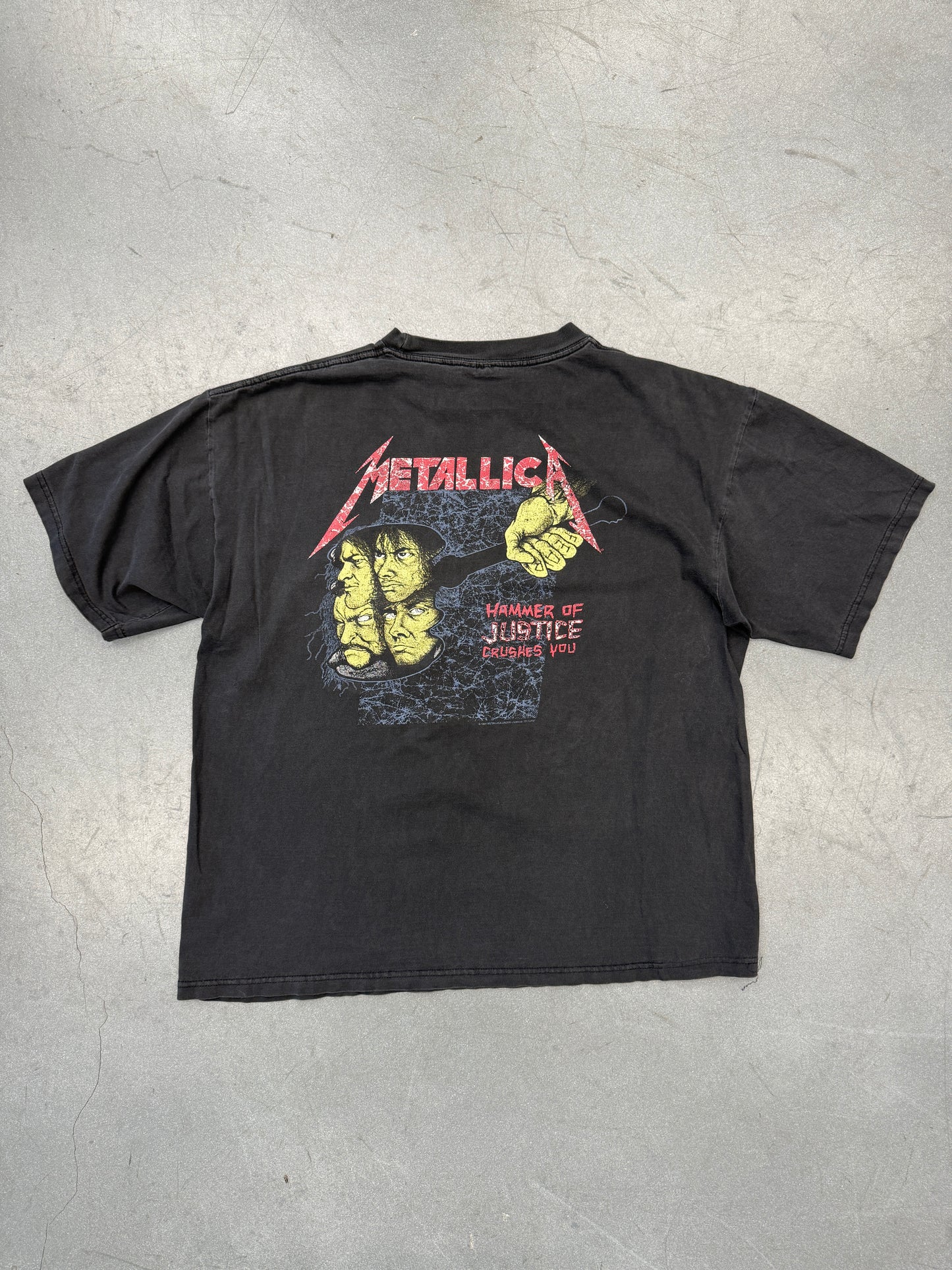 1994 METALLICA AND JUSTICE FOR ALL 'HAMMER OF JUSTICE CRUSHES YOU' TEE (CUT TAG)