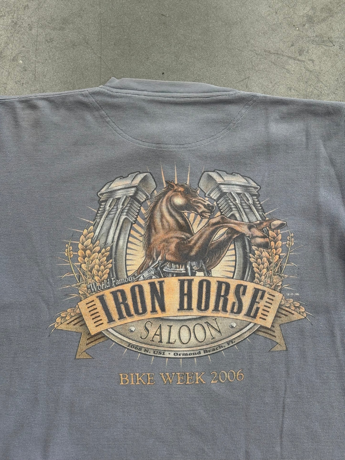 IRON HORSE SALOON BIKE WEEK 2006 THERMAL QUARTER-BUTTON LS (PRINTED TAG)