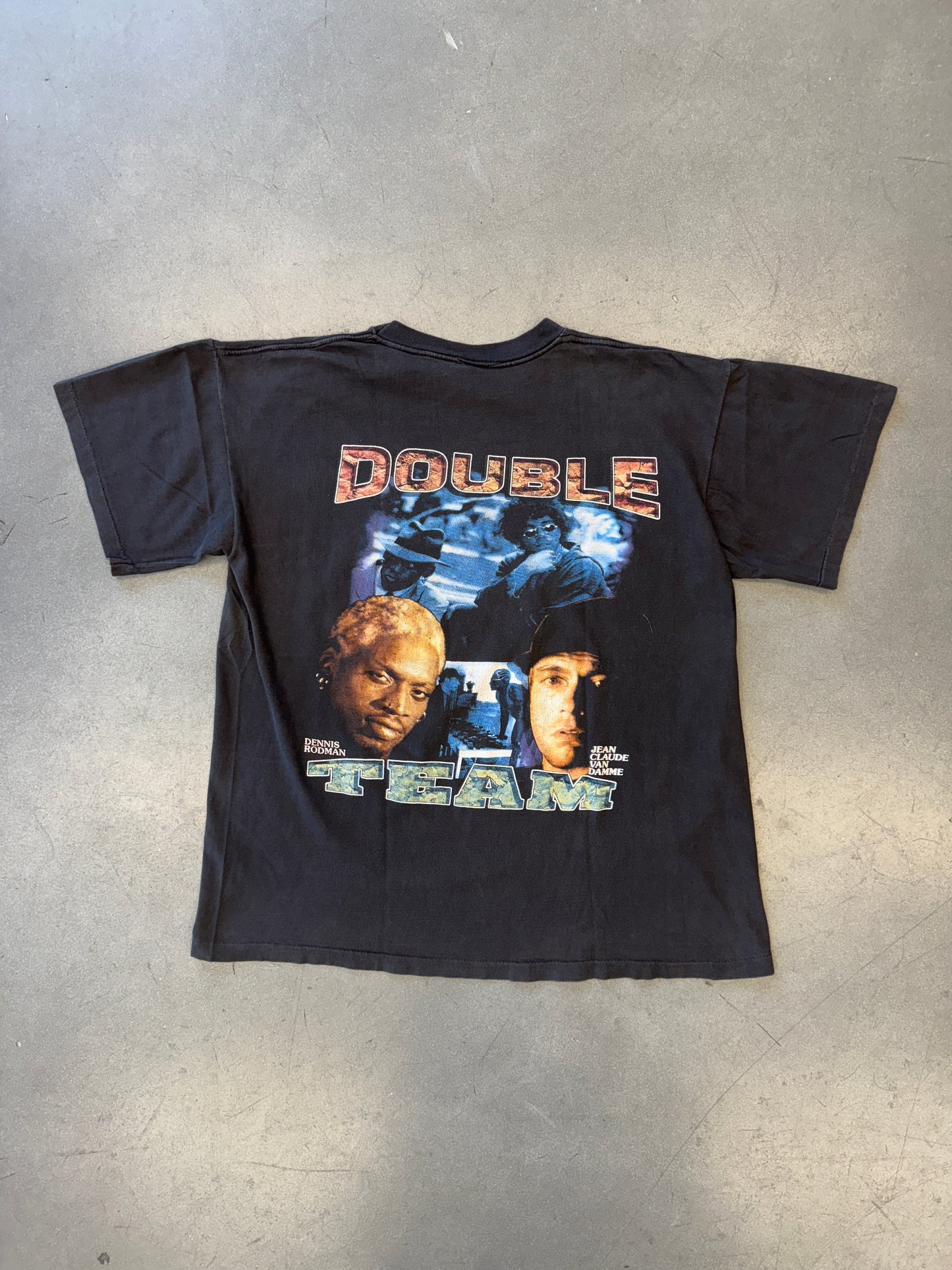 90'S DENNIS RODMAN JEAN CLAUDE VAN DAMME DOUBLE TEAM RAP STYLE TEE (SHORT HILLS TAG)