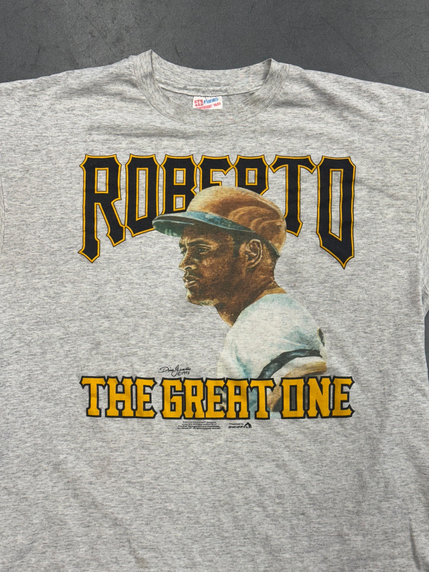 1993 PITTSBURGH PIRATES ROBERTO CLEMENTE TEE (HANES HEAVYWEIGHT TAG)