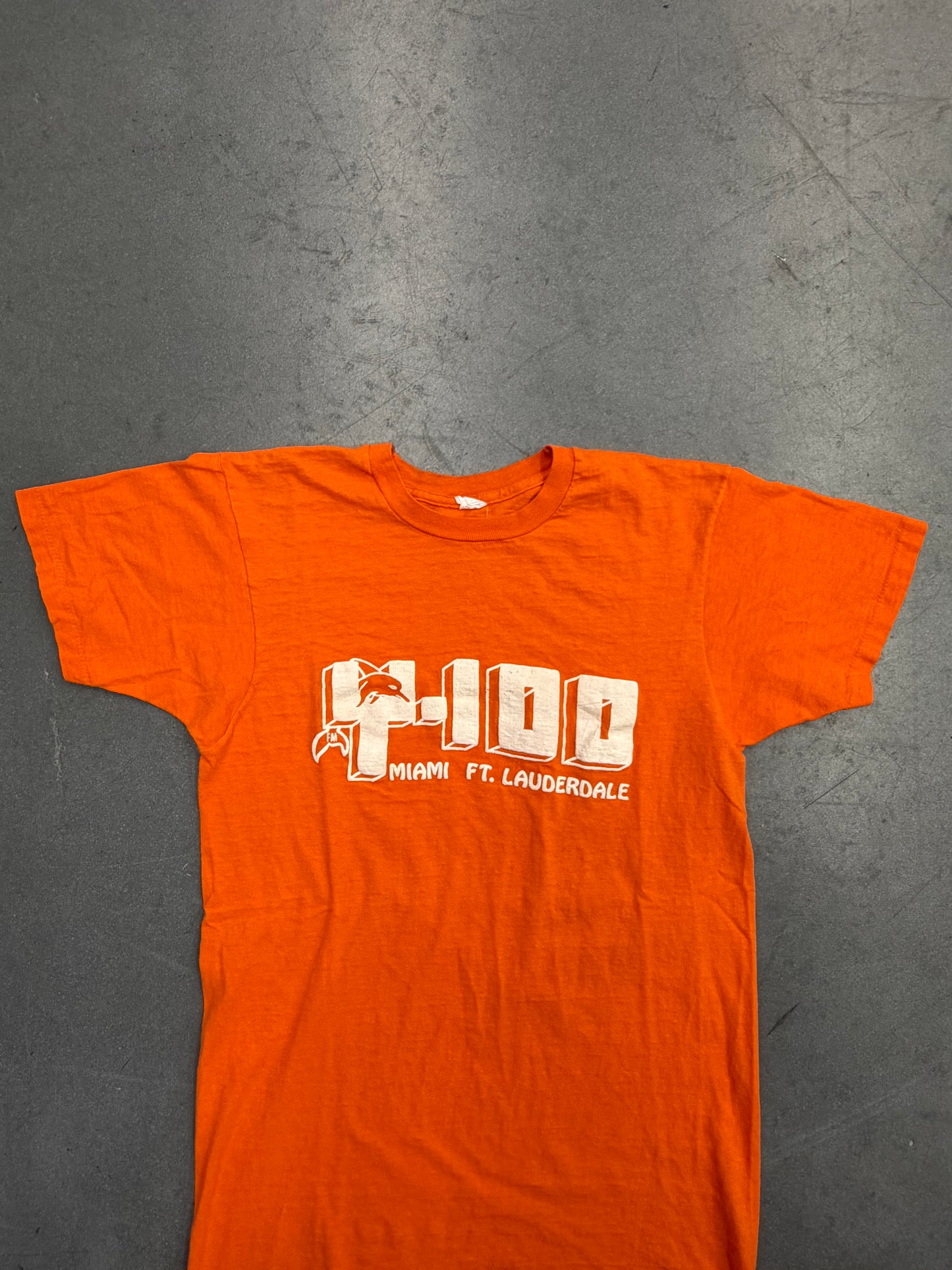 1980'S Y100 MIAMI FT. LAUDERDALE  RADIO STATION PROMOTIONAL TEE (LARGE 42-44 TAG)