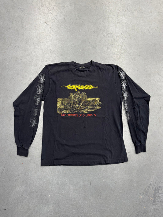 1990 CARCASS SYMPHONIES OF SICKNESS LS BAND TEE (FADED EARACHE TAG)