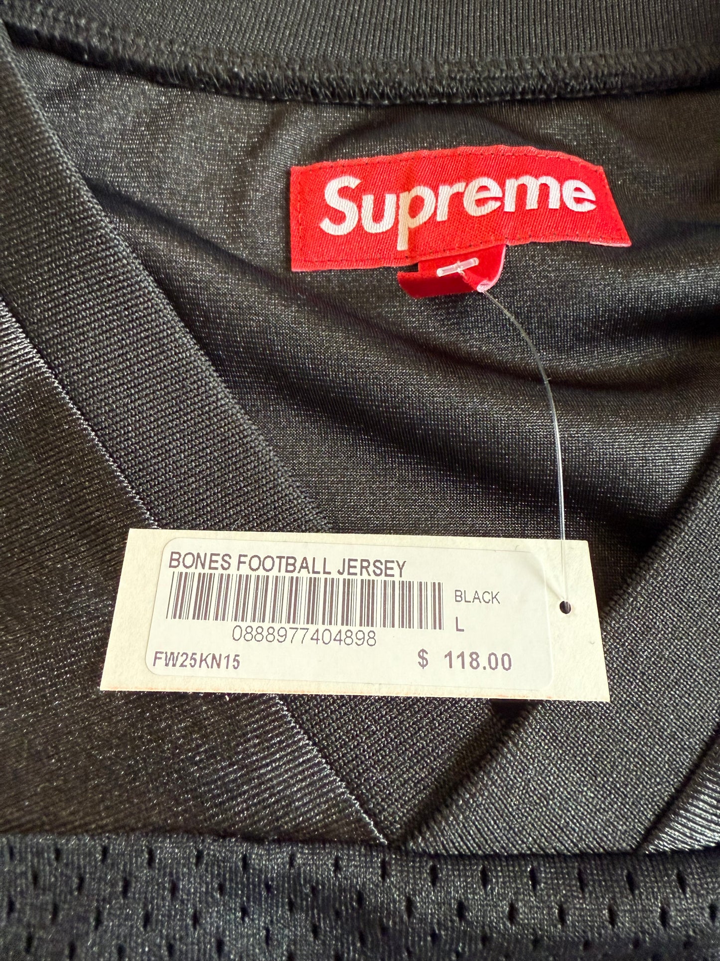 FW25 SUPREME BONES FOOTBALL JERSEY - BLACK (L) (NEW)