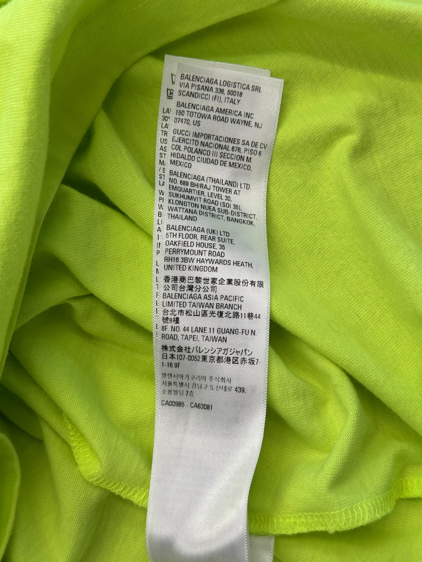 BALENCIAGA WORLD FOOD PROGRAMME TEE - FLUORESCENT YELLOW