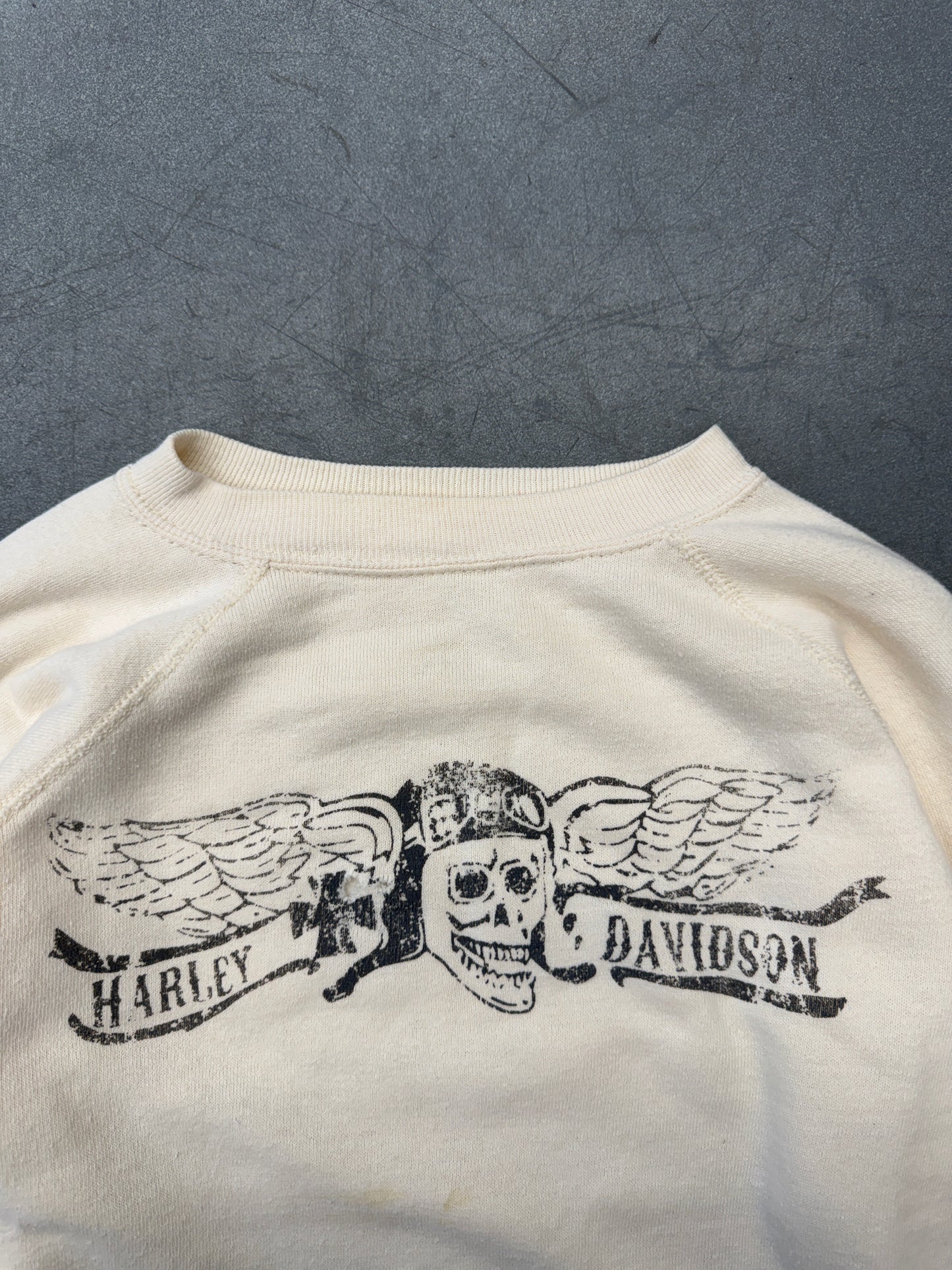 80S HARLEY-DAVIDSON SKULL WITH WINGS CREWNECK SWEATER (USA TAG)