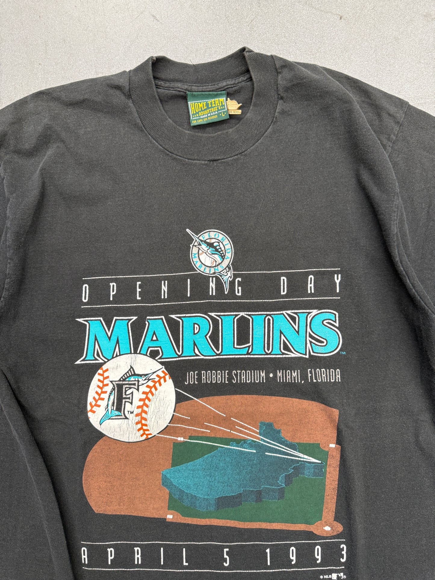 1993 FLORIDA MARLINS OPENING DAY TEE (HOME TEAM ADVANTAGE TAG)
