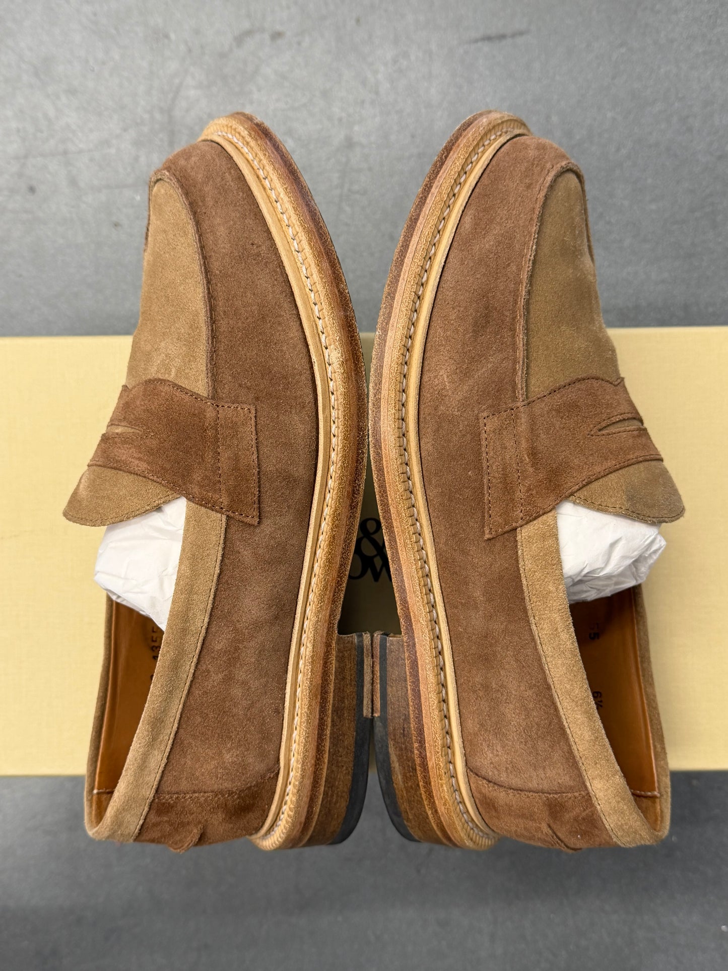 SIZE 6.5 KITH FOR BLACKSTOCK & WEBER THE ELLIS PENNY LOAFER - BEIGE (PRE-OWNED WITH BOX)