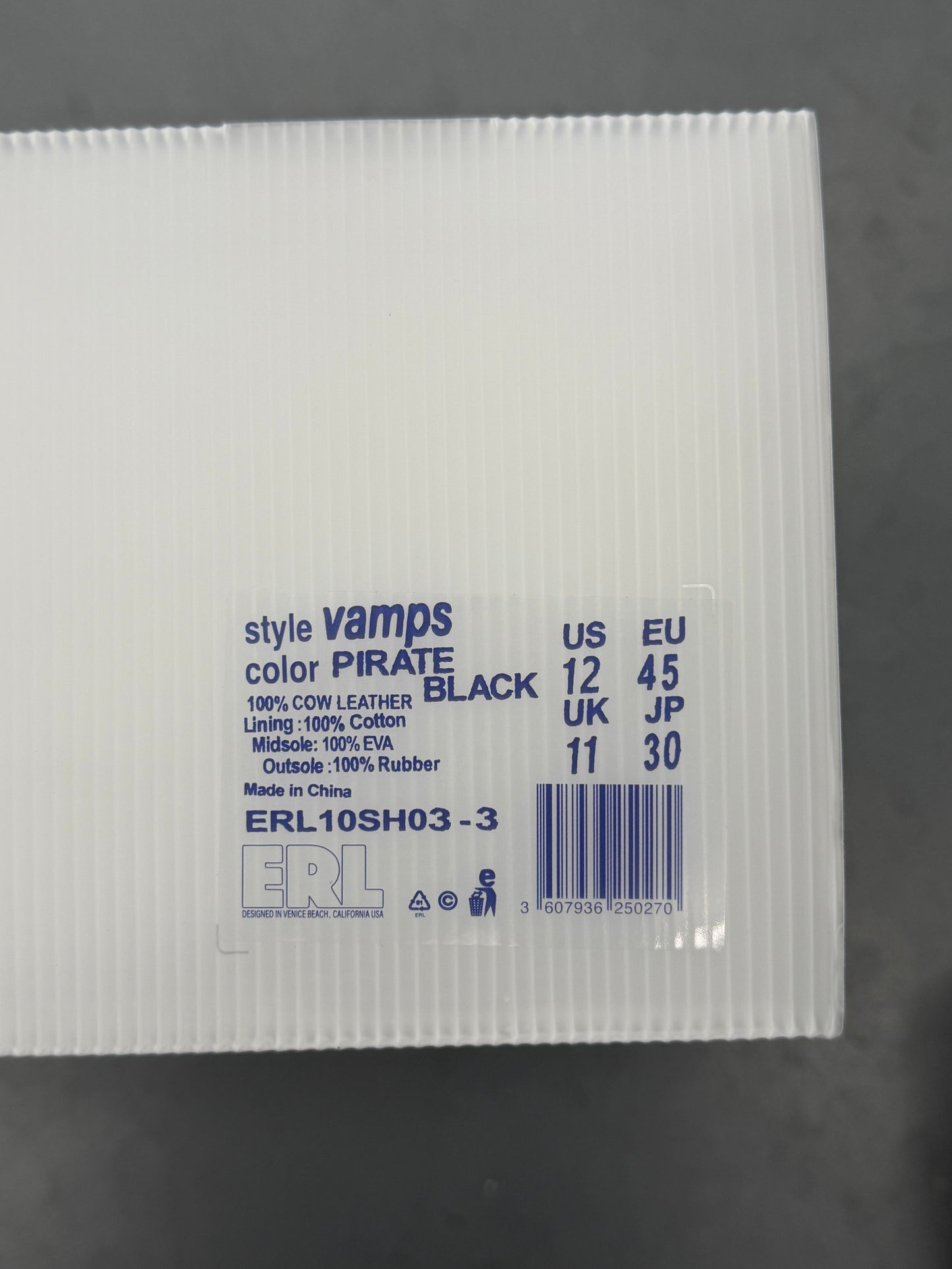 ERL VAMP SKATE SHOE - BLACK SUEDE (PRE-OWNED WITH BOX)