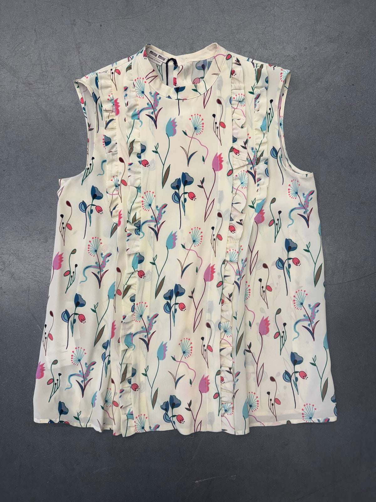 2014 MIU MIU SILK FLORAL TOP
