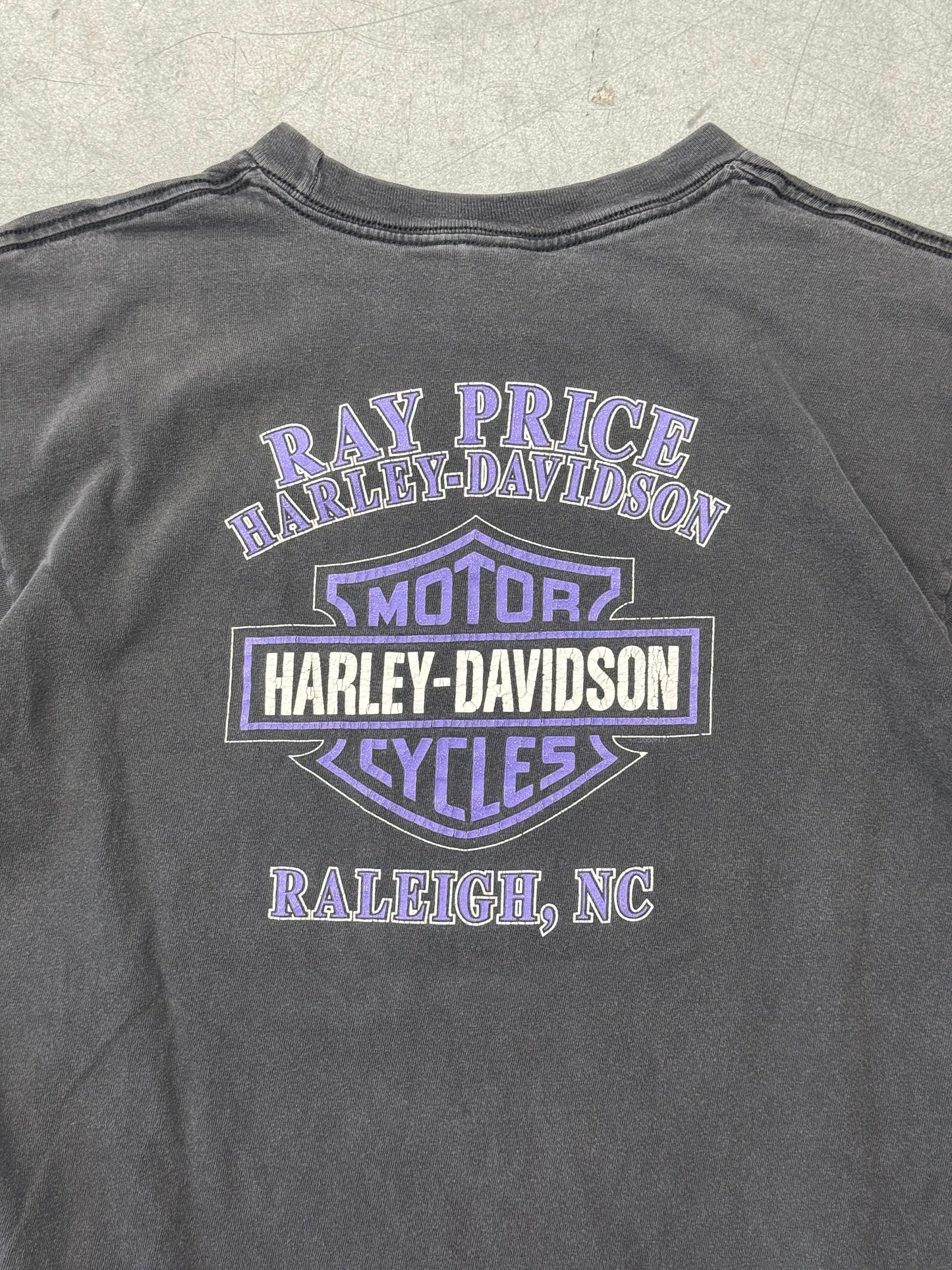 90S HARLEY-DAVIDSON LIGHTNING LETTERS RAY PRICE RALEIGH, NC TEE