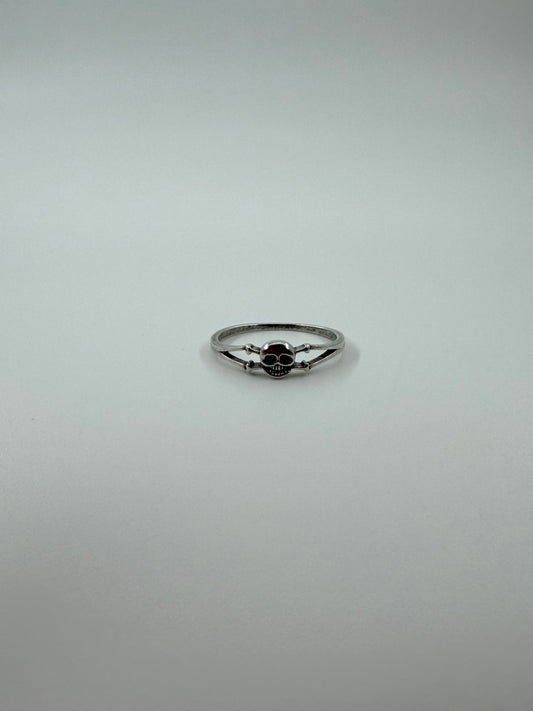 TINY SKULL AND CROSSBONES STERLING SILVER RING
