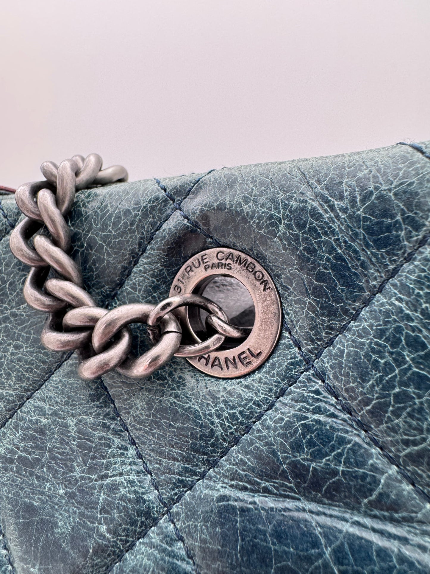 2014 CHANEL SMALL GLAZED CALFSKIN DUO COLOR FLAP BAG