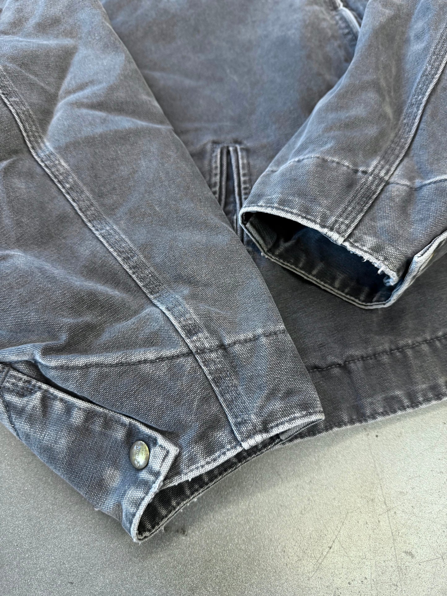 90S CARHARTT FLANNEL LINED INSULATED COLLARED CANVAS WORK JACKET