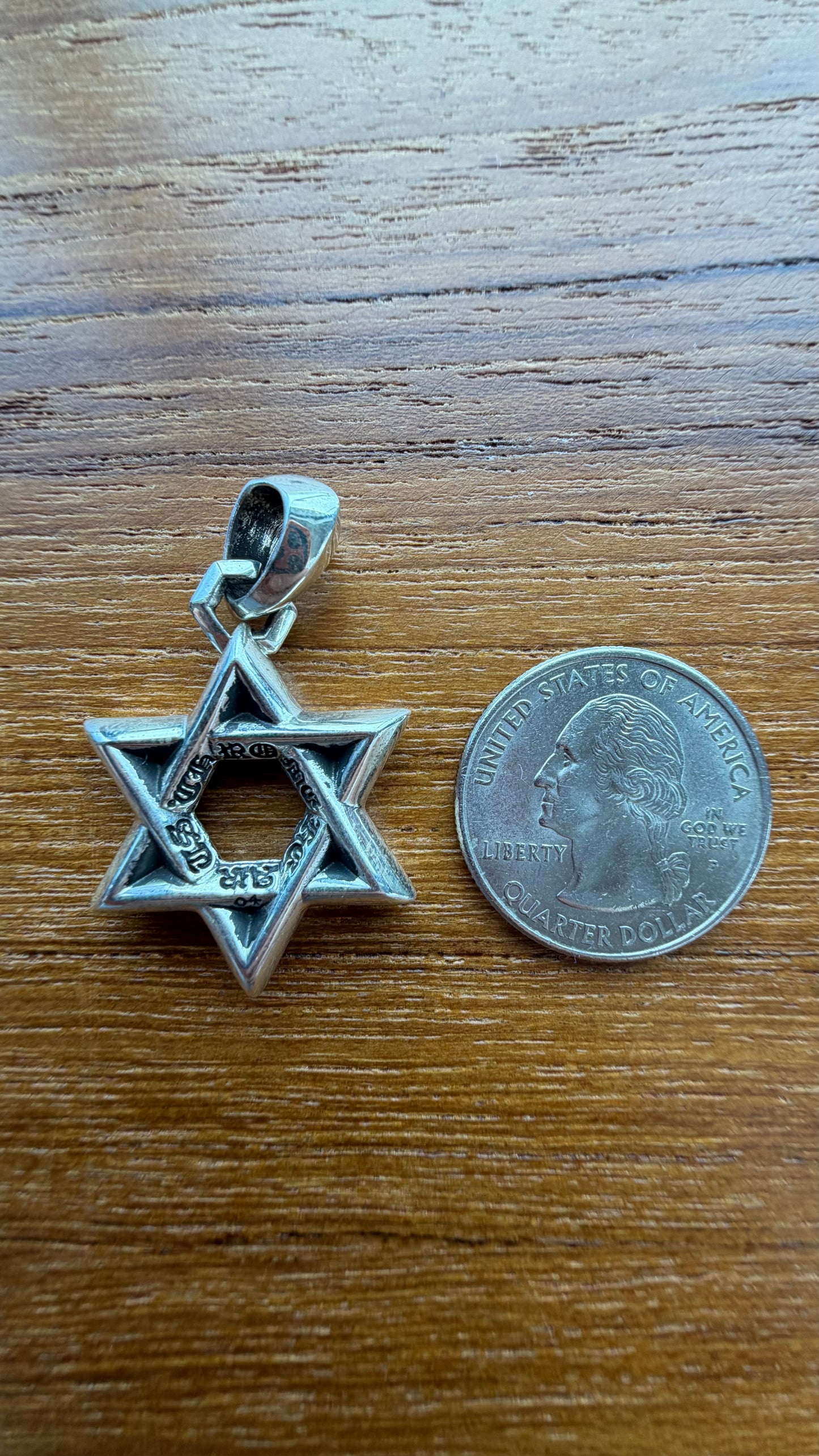 CHROME HEARTS SMALL STAR OF DAVID SILVER PENDANT (NEW)