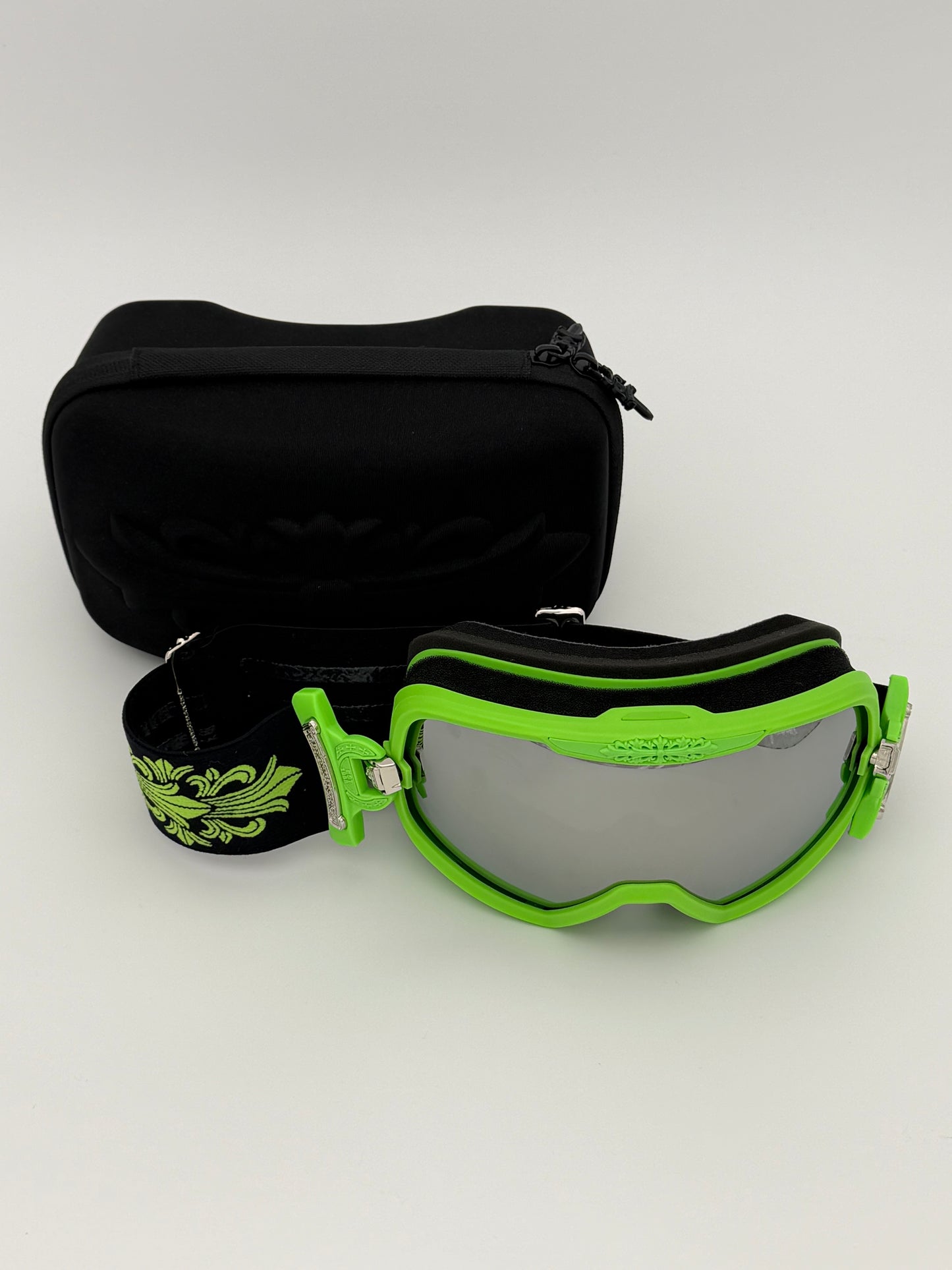 CHROME HEARTS SILVER MORNING SNOW GOGGLES - GREEN/BLACK