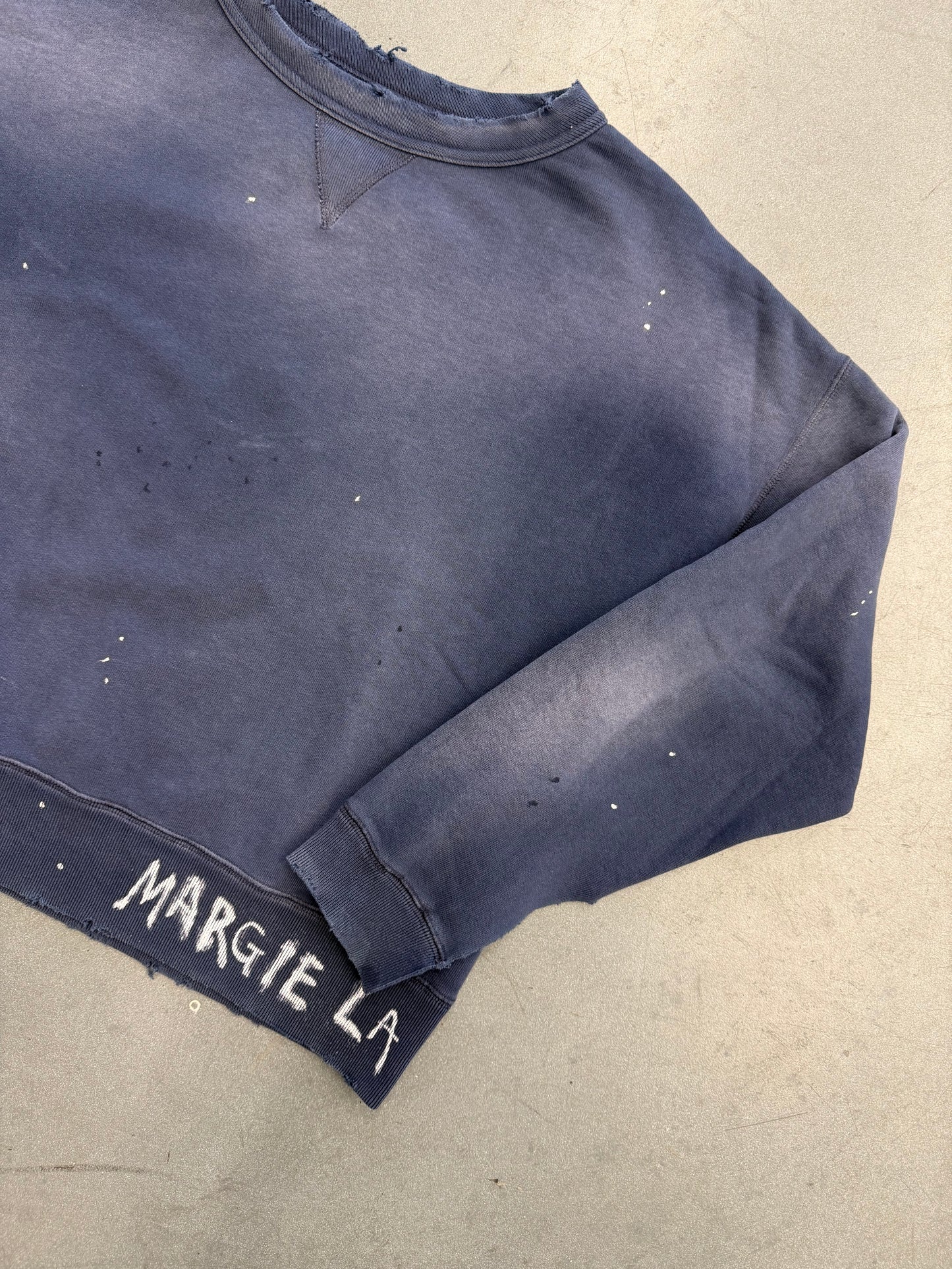 MAISON MARGIELA HANDWRITTEN COTTON SWEATSHIRT - BLUE