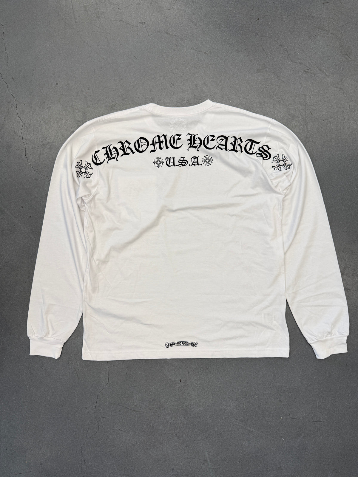 CHROME HEARTS U.S.A. LONG SLEEVE POCKET TEE - WHITE/BLACK