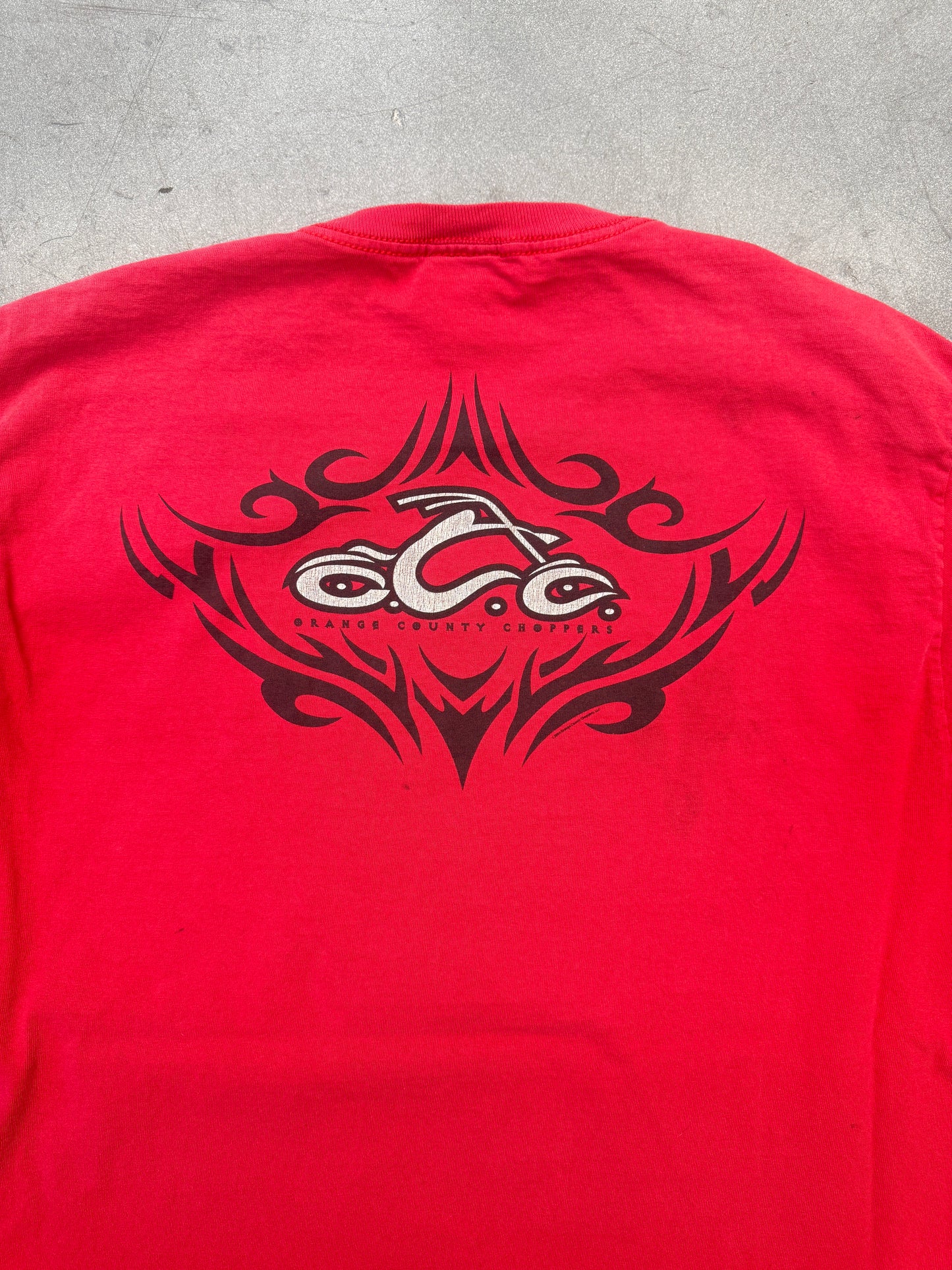 VINTAGE ORANGE COUNTY CHOPPERS TRIBAL LS TEE - RED (DOUBLE TAG)