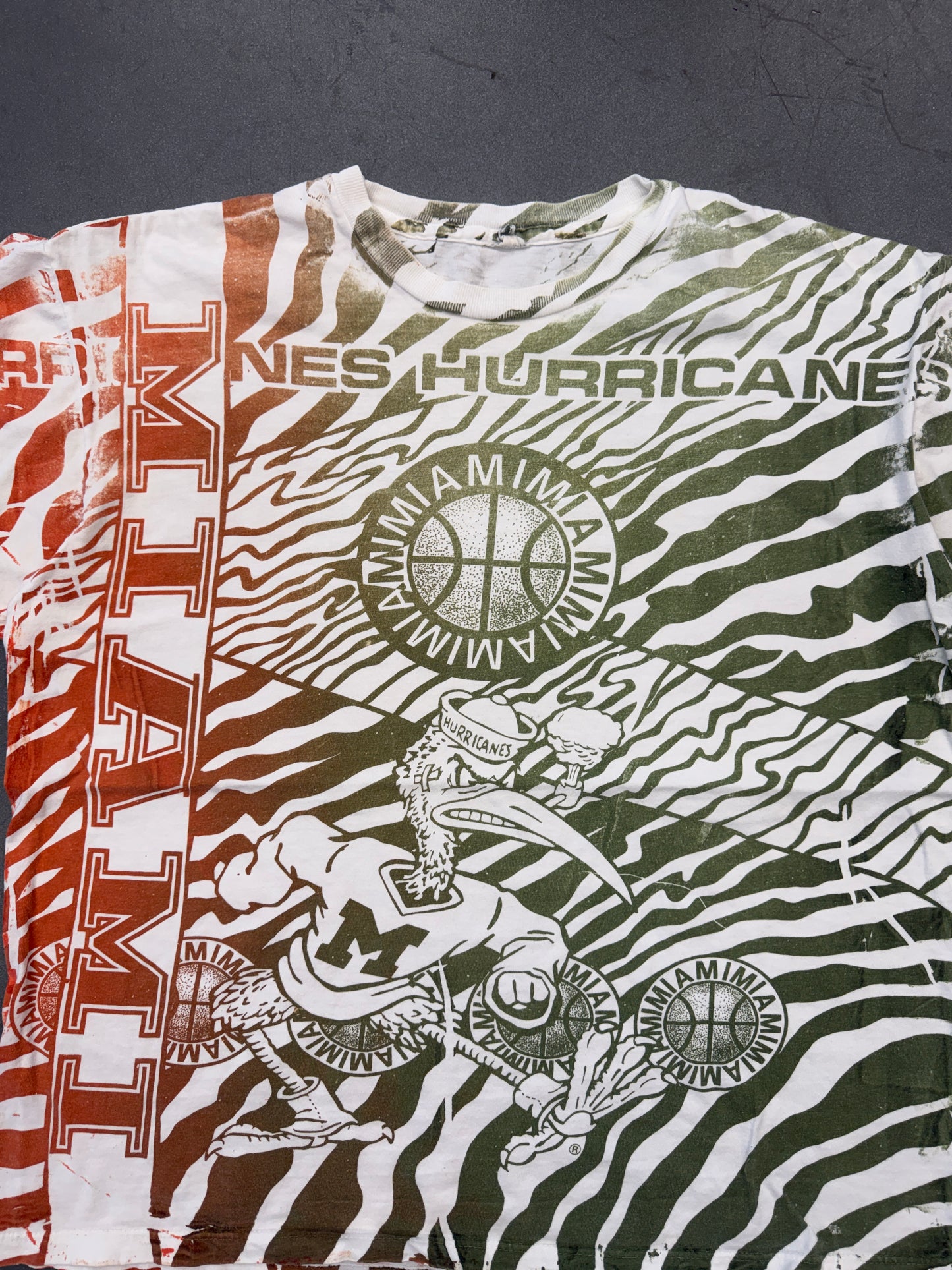 90S MIAMI HURRICANES AOP WAVES TEE (MADE IN MALTA TAG)