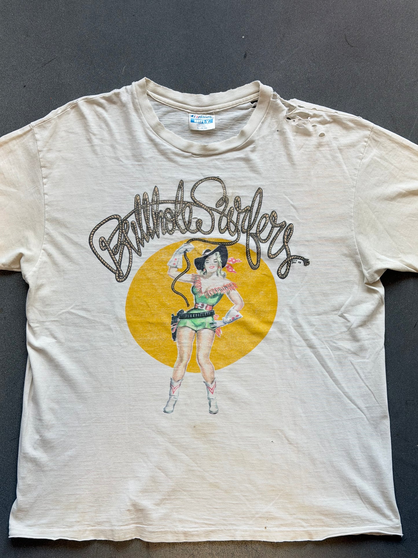 1988 FRANK KOZIK BUTTHOLE SURFERS COWGIRL DISTRESSED TEE (HANES BEEFY TAG)