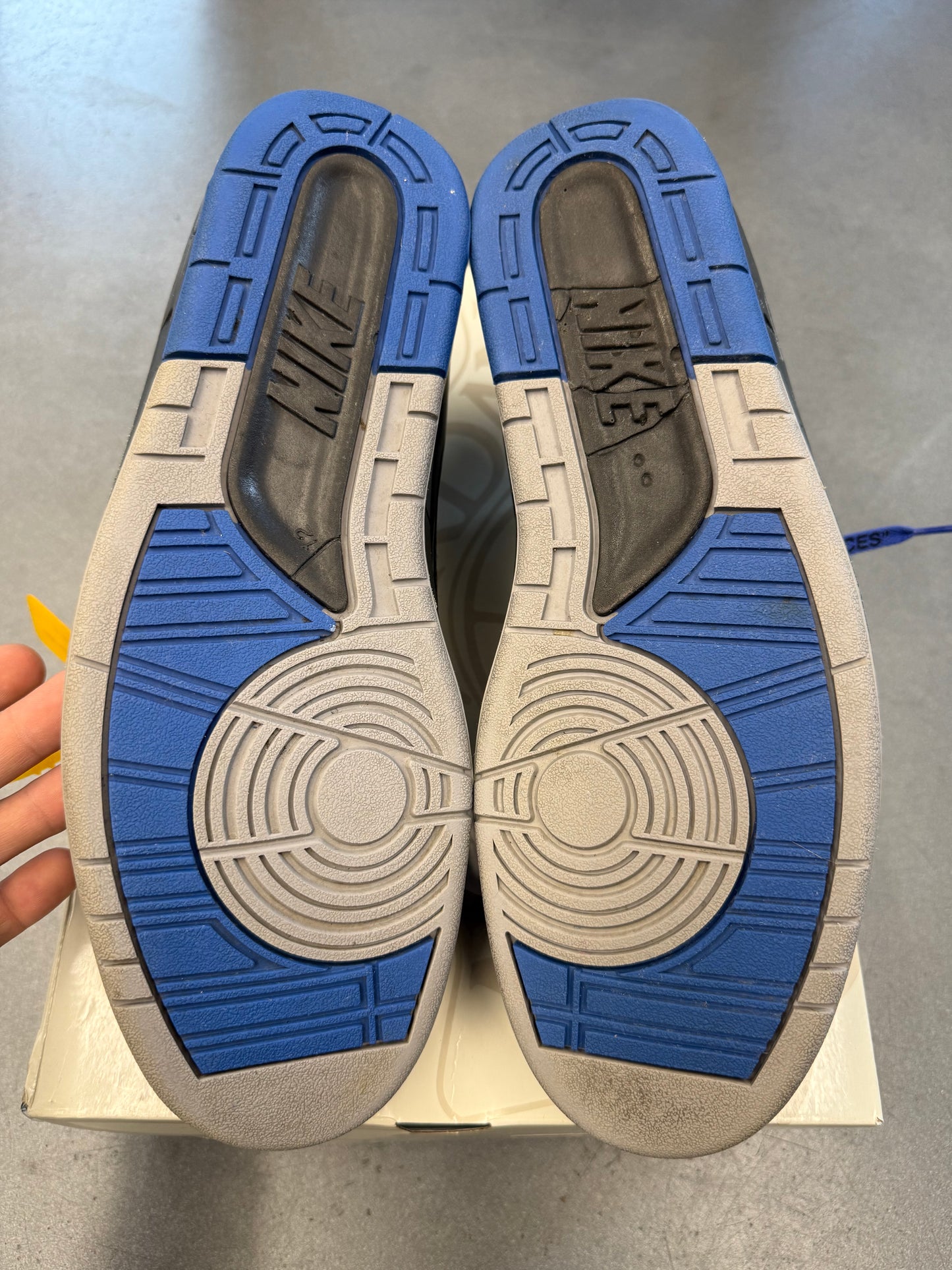 2021 SIZE 12 OFF-WHITE JORDAN 2 RETRO LOW SP BLACK BLUE (PRE-OWNED WITH BOX)