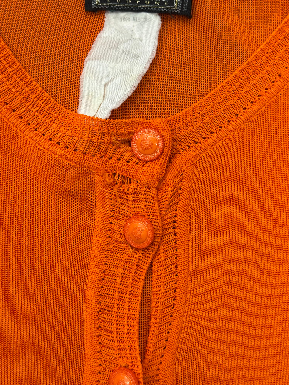 SS96 GIANNI VERSACE COUTURE ORANGE RAYON CARDIGAN