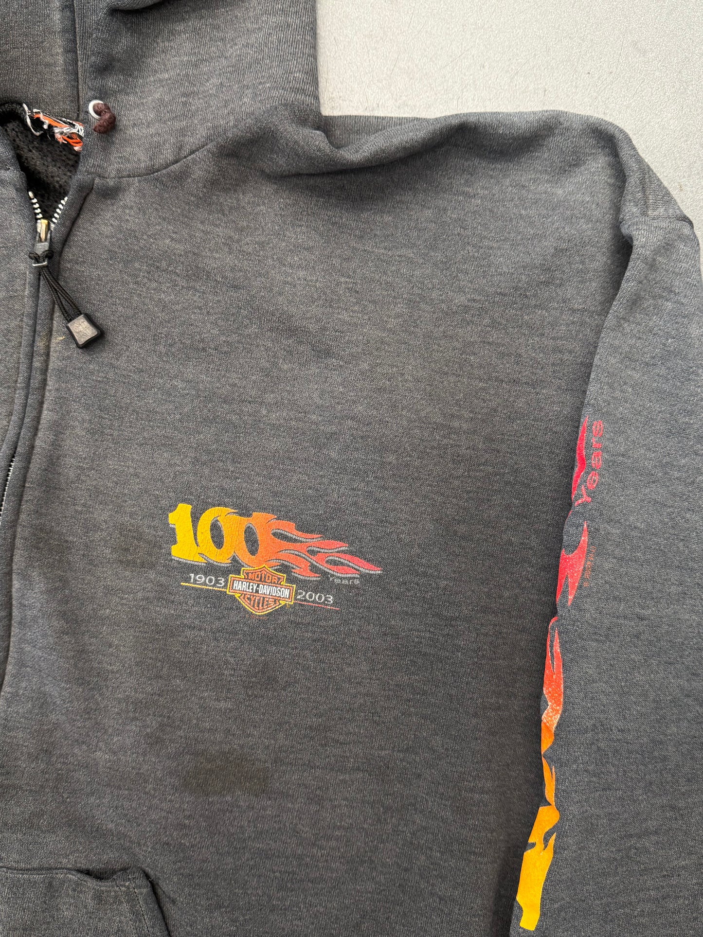 2003 HARLEY-DAVIDSON 100 YEAR ANNIVERSARY CAPE FEAR FAYETTEVILLE, N.C. ZIP UP HOODIE