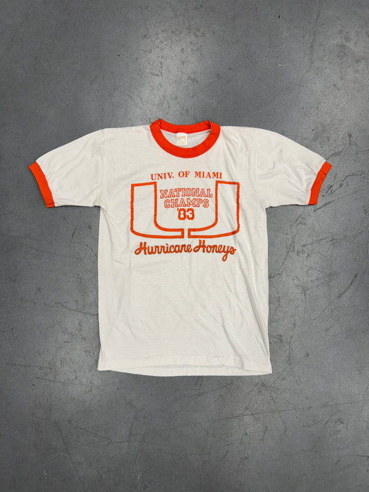 1983 UNIV. OF MIAMI HURRICANE HONEYS NATIONAL CHAMPS RINGER TEE (SPORTSWEAR TAG)
