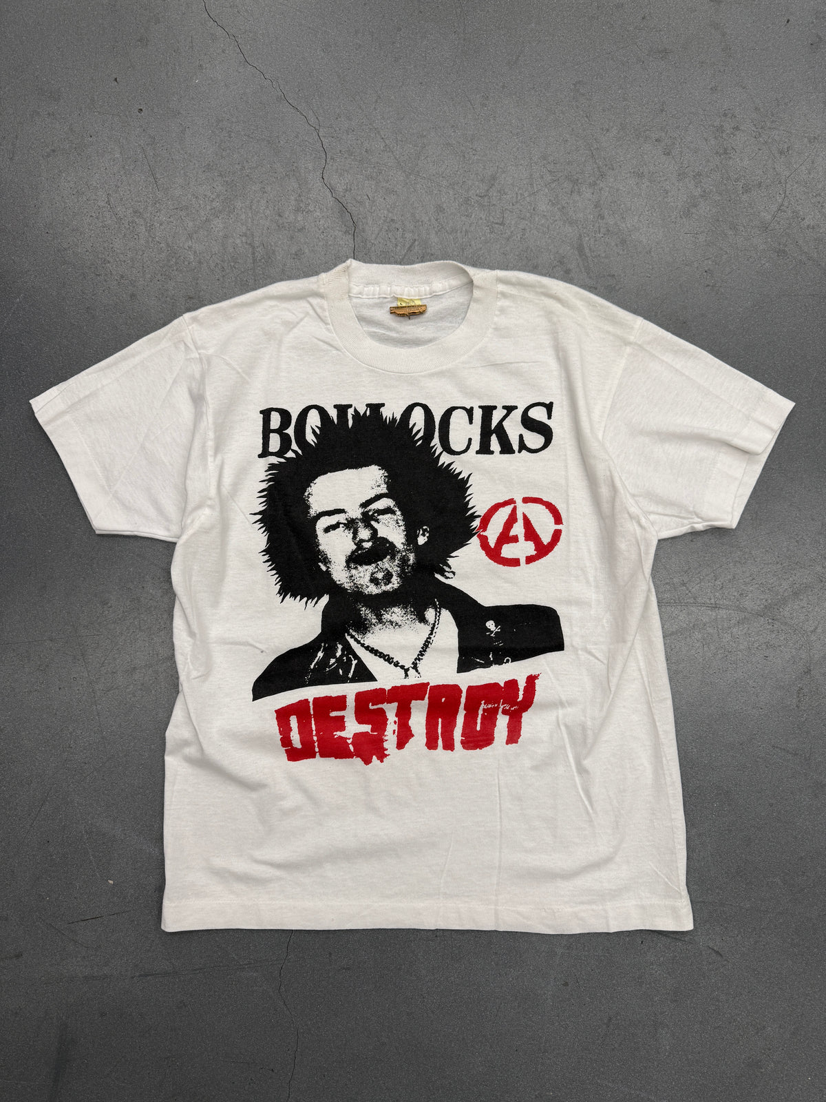 80S BOLLOCKS SID VICIOUS DESTROY PARKING LOT BOOTLEG TEE (MADE IN IRELAND TAG)