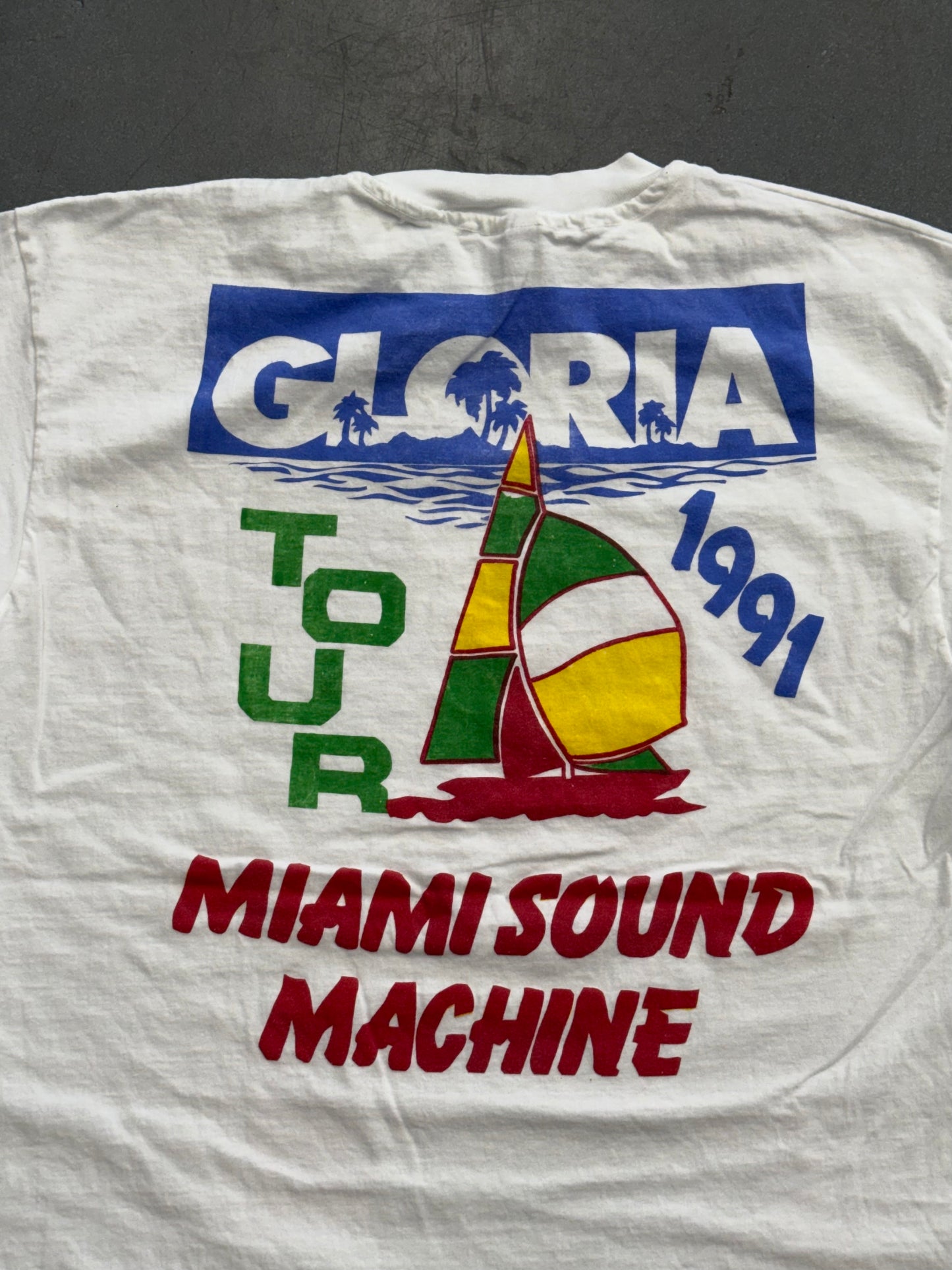 1991 GLORIA ESTEFAN BOOTLEG MIAMI SOUND MACHINE TOUR TEE (HANES TAG)