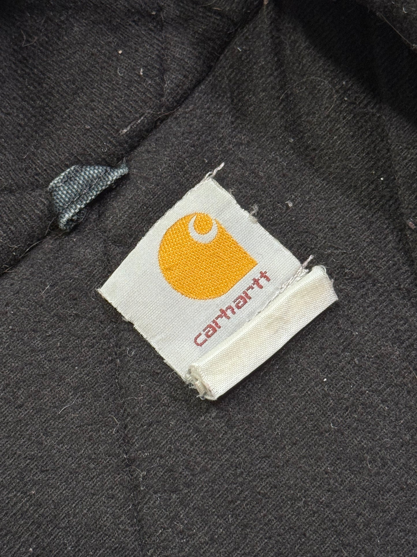 2000'S CARHARTT INSULATED CANVAS HOODIE - DARK GREEN (BLACK WAIST CUFF) (FADED TAGS XL)