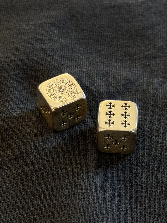 CHROME HEARTS SILVER THROWING DICE PAIR