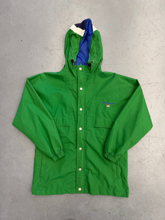90'S POLO SPORT GREEN/BLUE SPELL OUT ANORAK JACKET