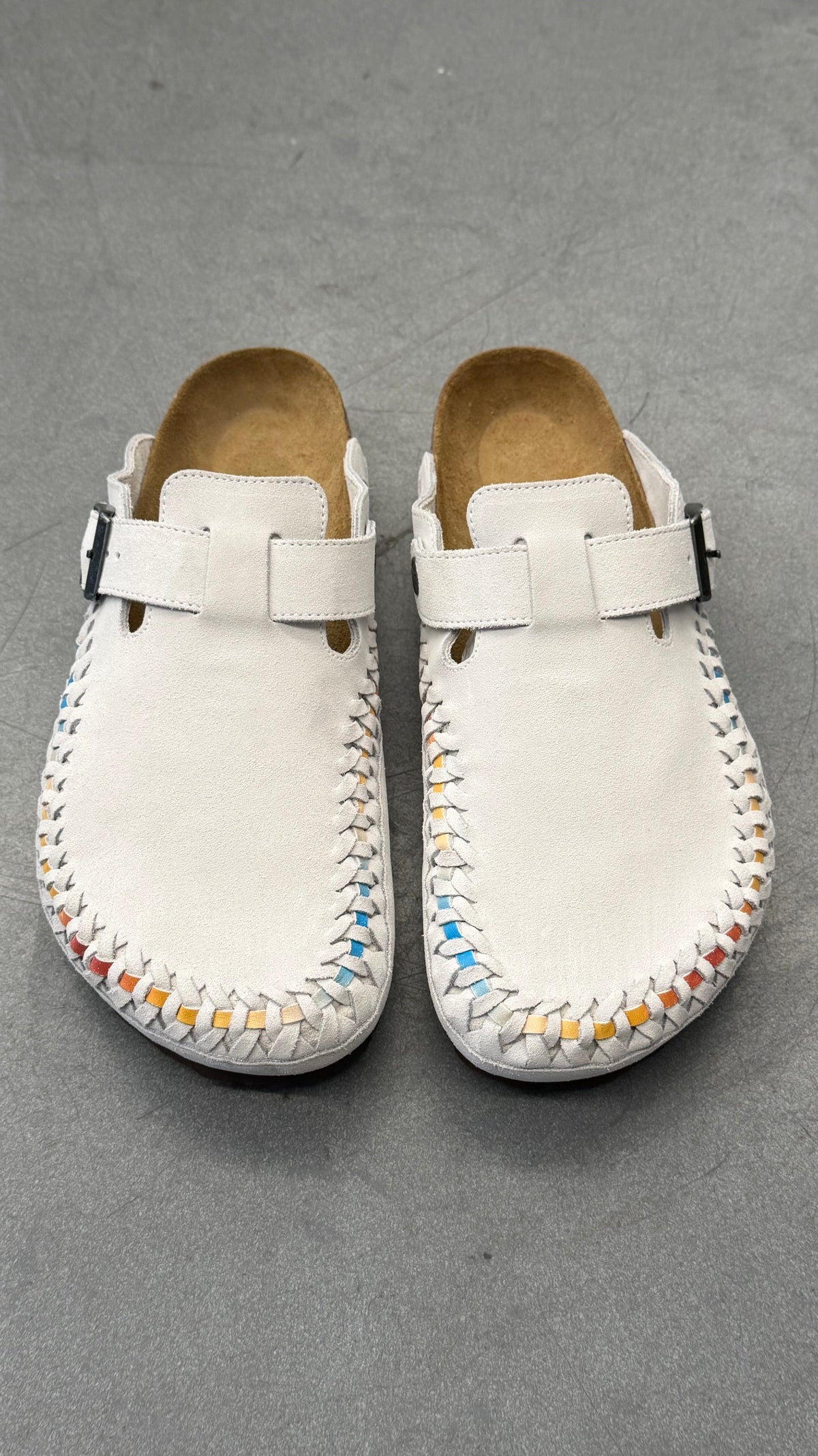 2025 KITH BIRKENSTOCK BOSTON BRAIDED SUEDE ANTIQUE WHITE TIE DYE