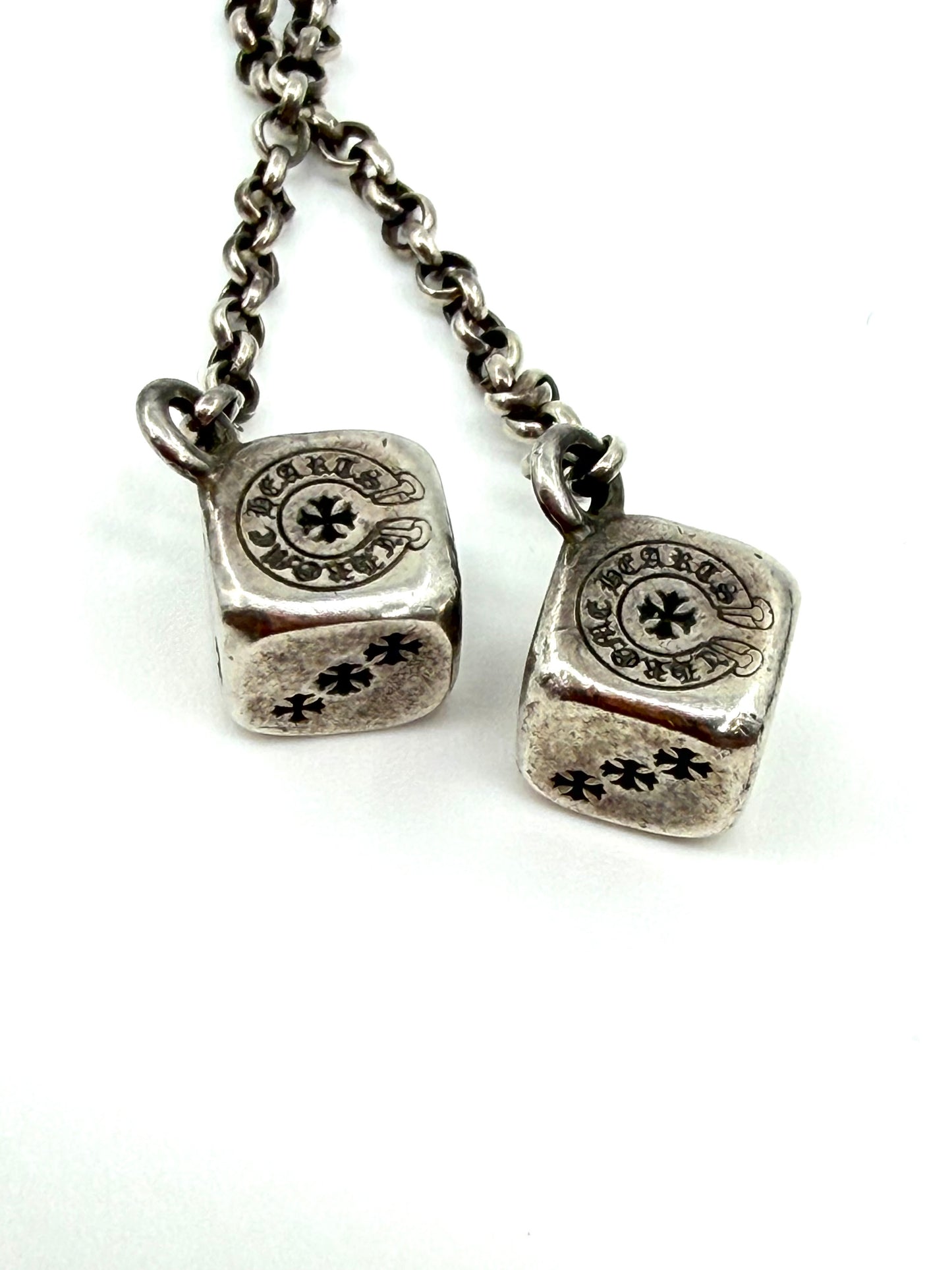 CHROME HEARTS SILVER DICE DANGLE EARRING