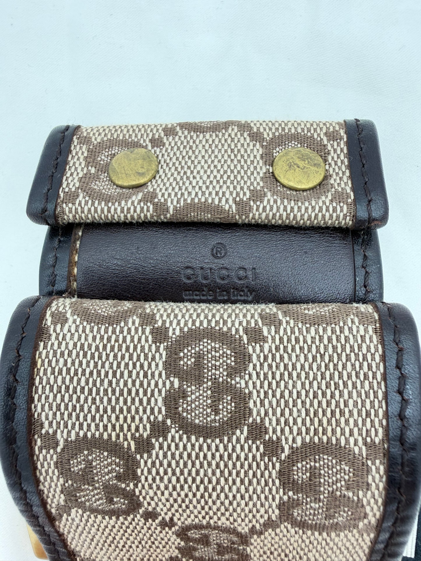 GUCCI MONOGRAM THICK WOMENS BELT - BEIGE (PRE-OWNED WITH DUSTBAG) (TANIA)