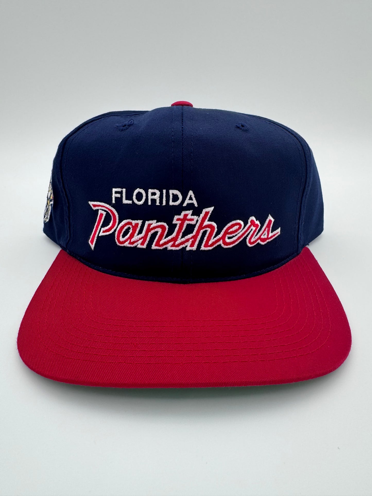 90S FLORIDA PANTHERS SCRIPT SPORTS SPECIALTIES SNAPBACK HAT NAVY