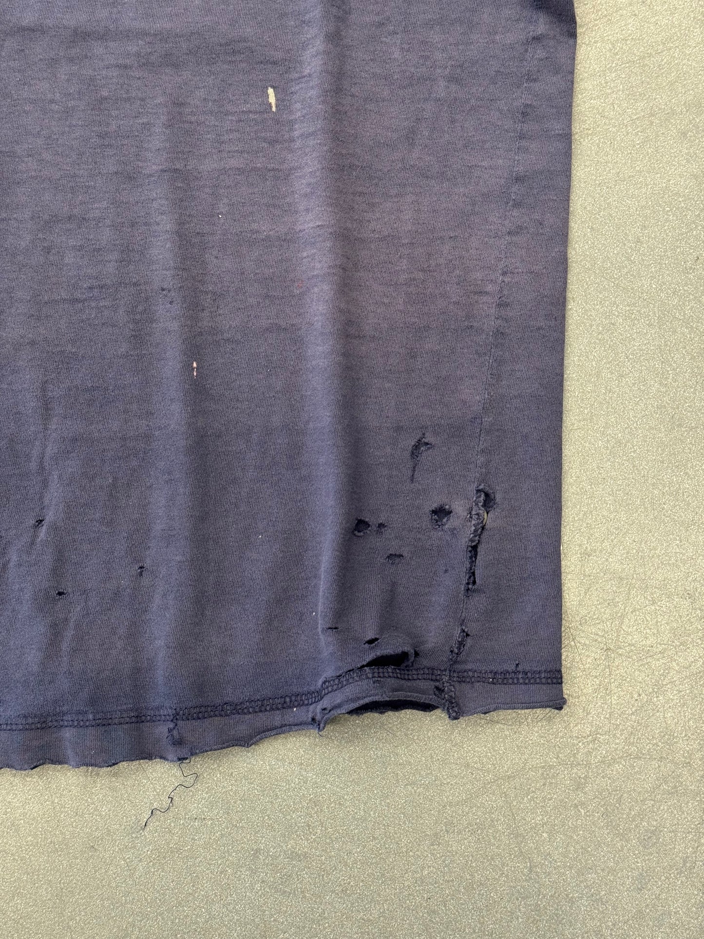 VINTAGE DISTRESSED BLANK HENLEY 3-BUTTON TEE (CUT TAG)