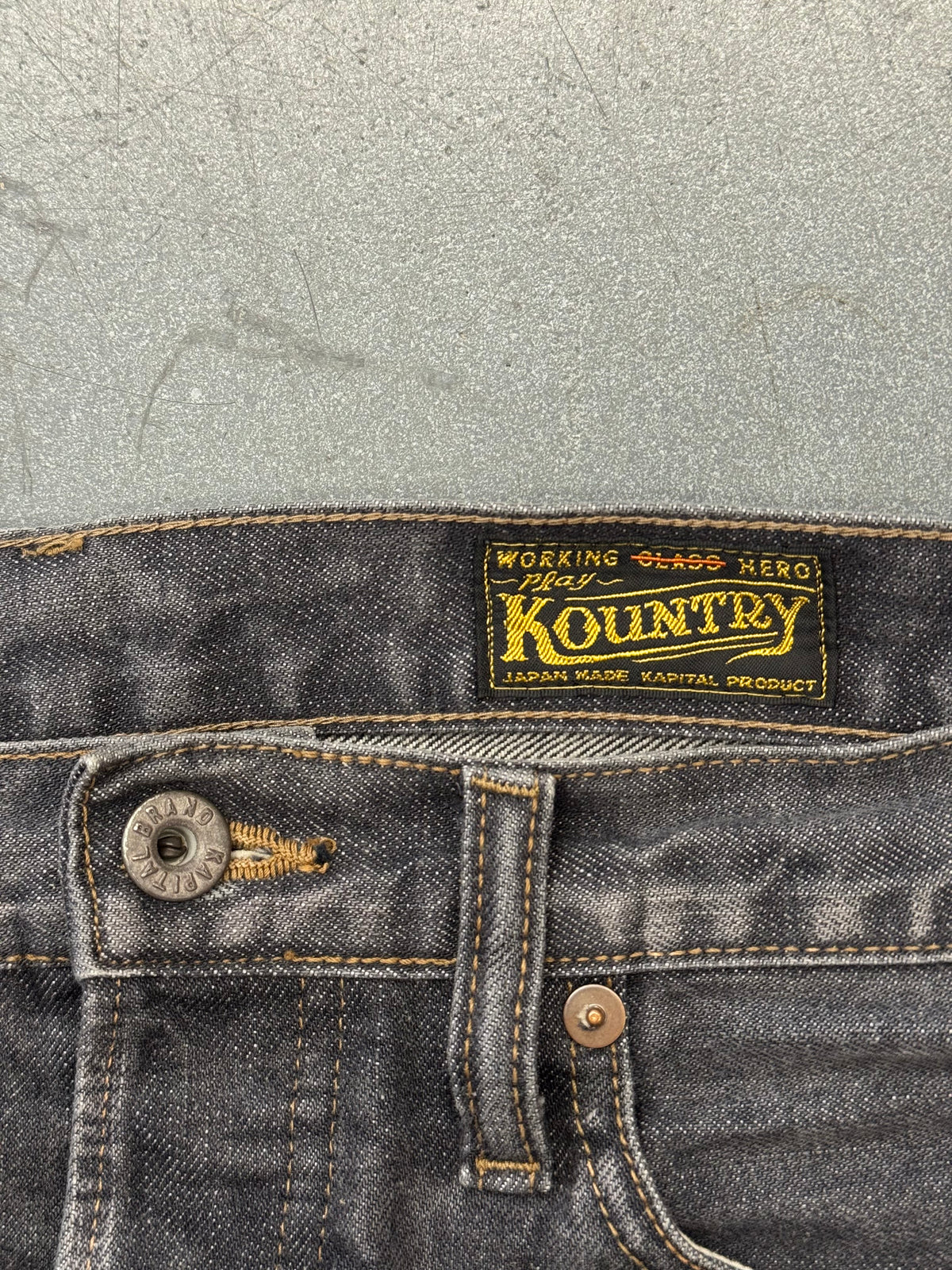 KAPITAL 14OZ DENIM 5P MONKEY CISCO GEMSTONE EMBELLISHED JEANS - BLACK