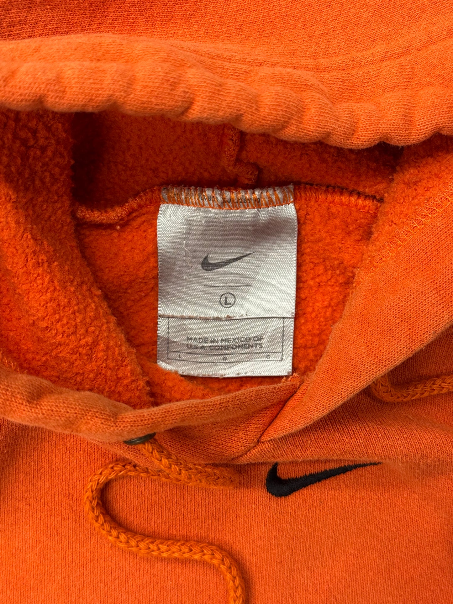Y2K NIKE CENTER SWOOSH HOODIE - ORANGE/BLACK (GREY TAG)