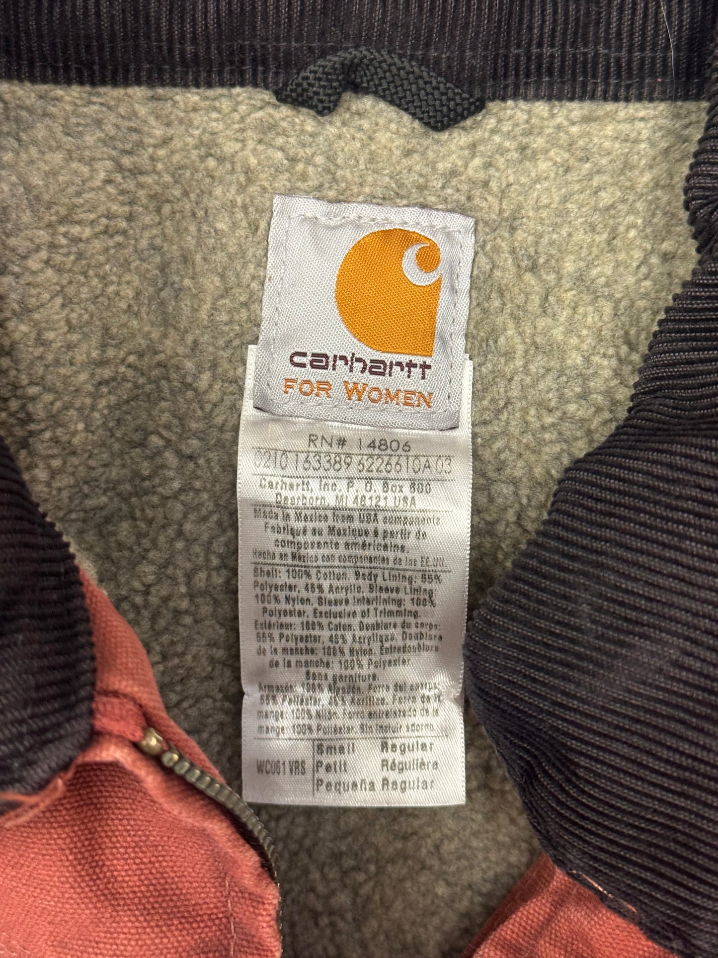 2000'S CARHARTT FOR WOMEN FLEECE-LINED CORDUROY COLLAR CANVAS WORK JACKET (WC061VRS)